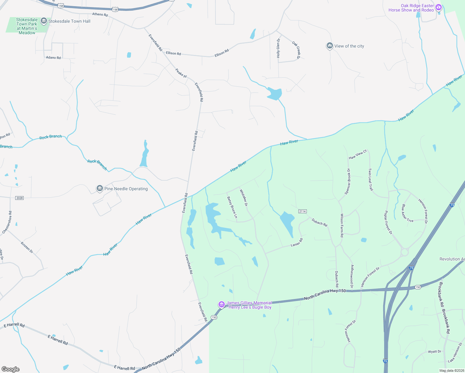 map of restaurants, bars, coffee shops, grocery stores, and more near 7302 Haw Ridge Road in Summerfield