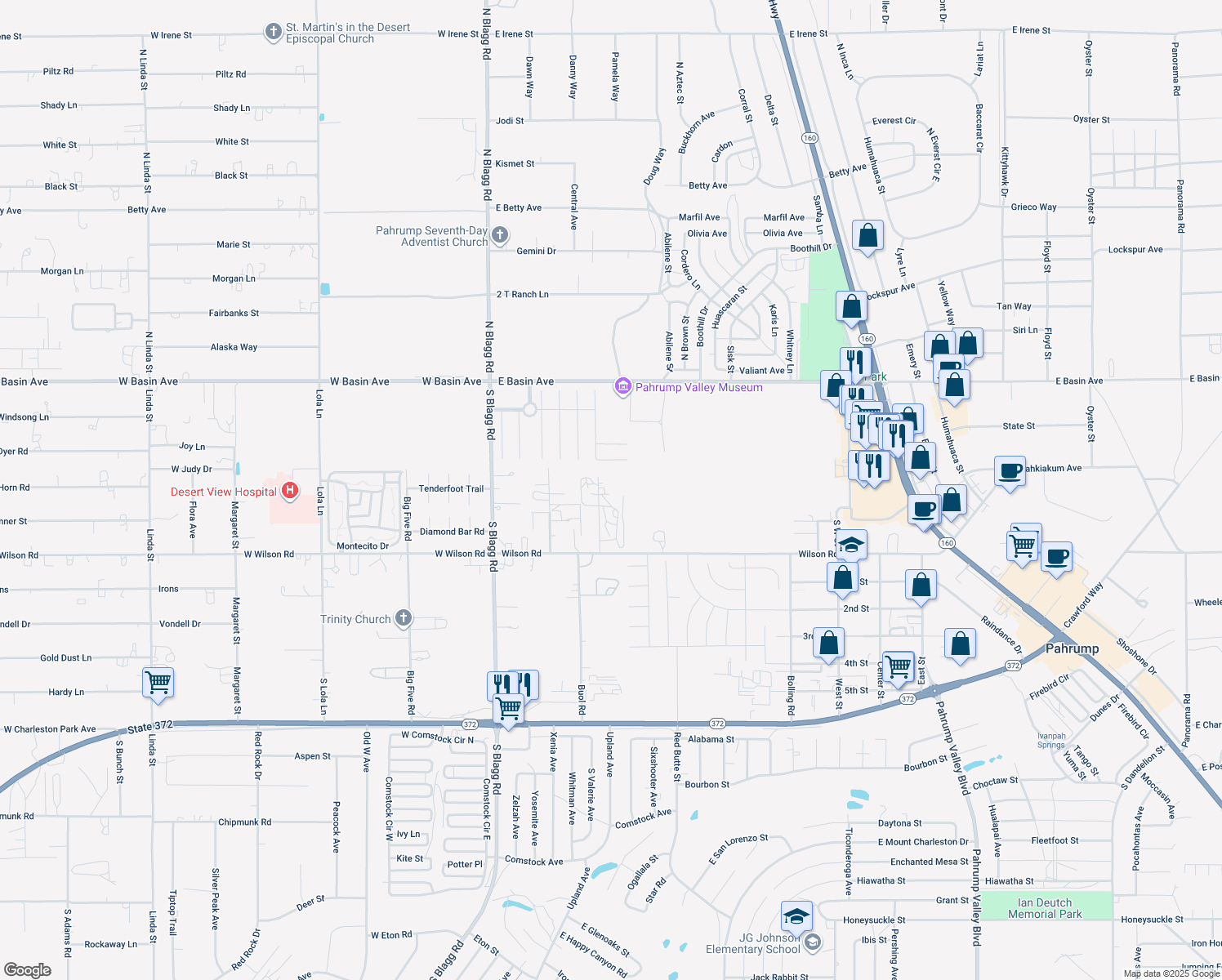 map of restaurants, bars, coffee shops, grocery stores, and more near 331 Slater Circle in Pahrump