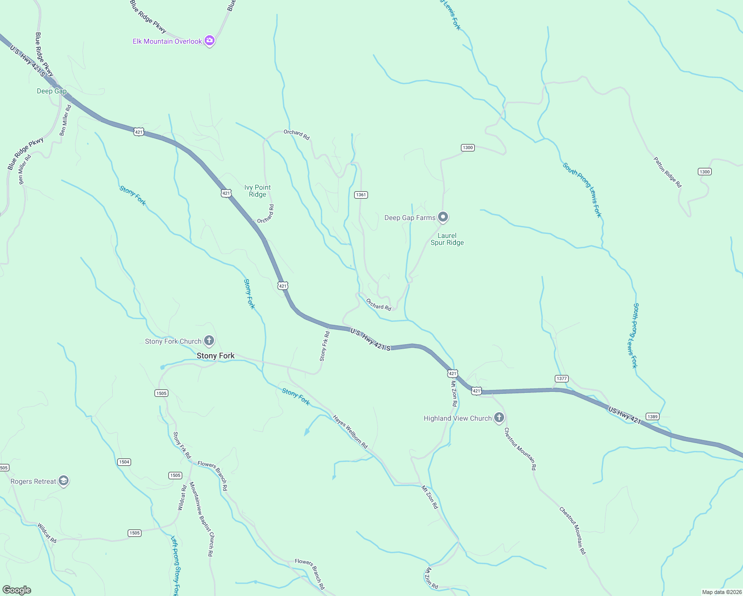 map of restaurants, bars, coffee shops, grocery stores, and more near 154 Markee Road in Deep Gap