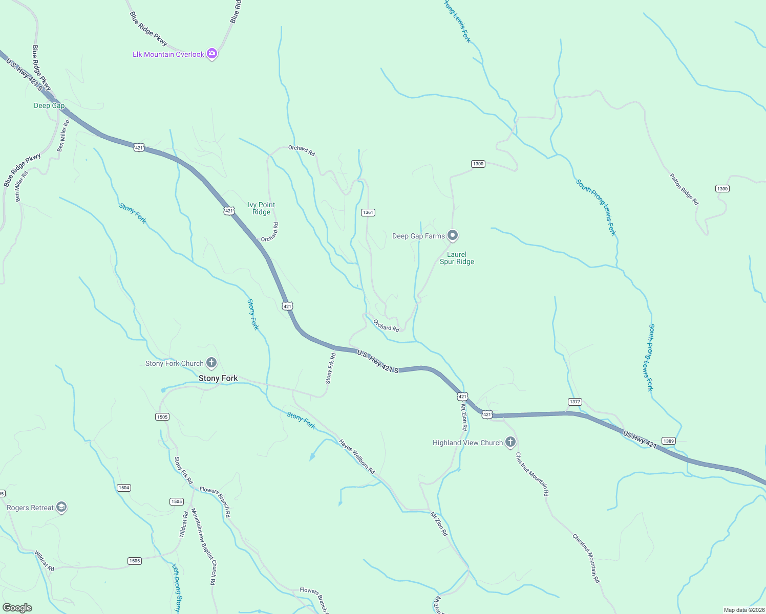 map of restaurants, bars, coffee shops, grocery stores, and more near 154 Markee Road in Watauga County