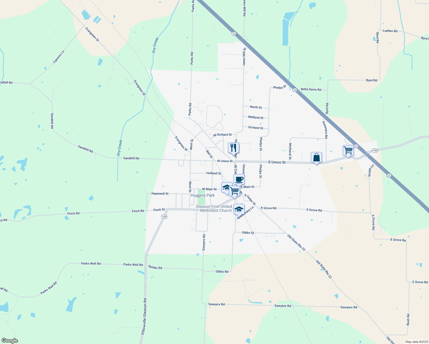 map of restaurants, bars, coffee shops, grocery stores, and more near 114 Holland St in Gleason