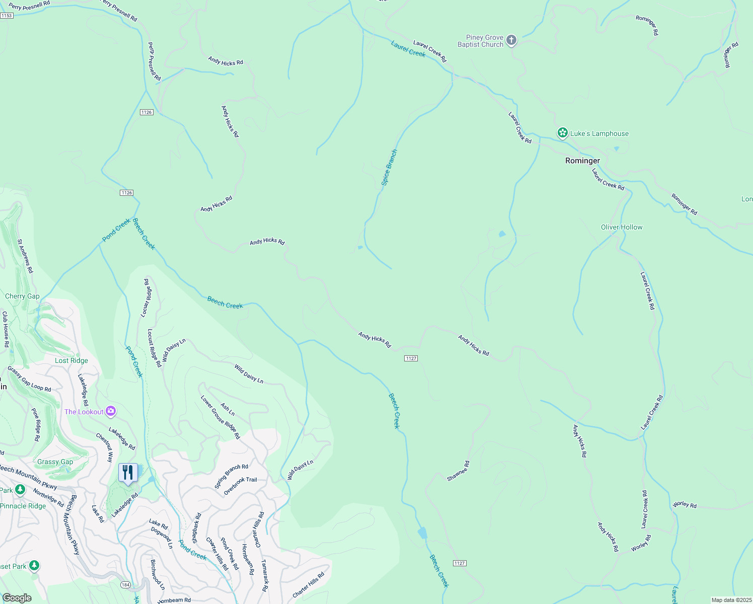 map of restaurants, bars, coffee shops, grocery stores, and more near 979 Spice Creek Road in Banner Elk