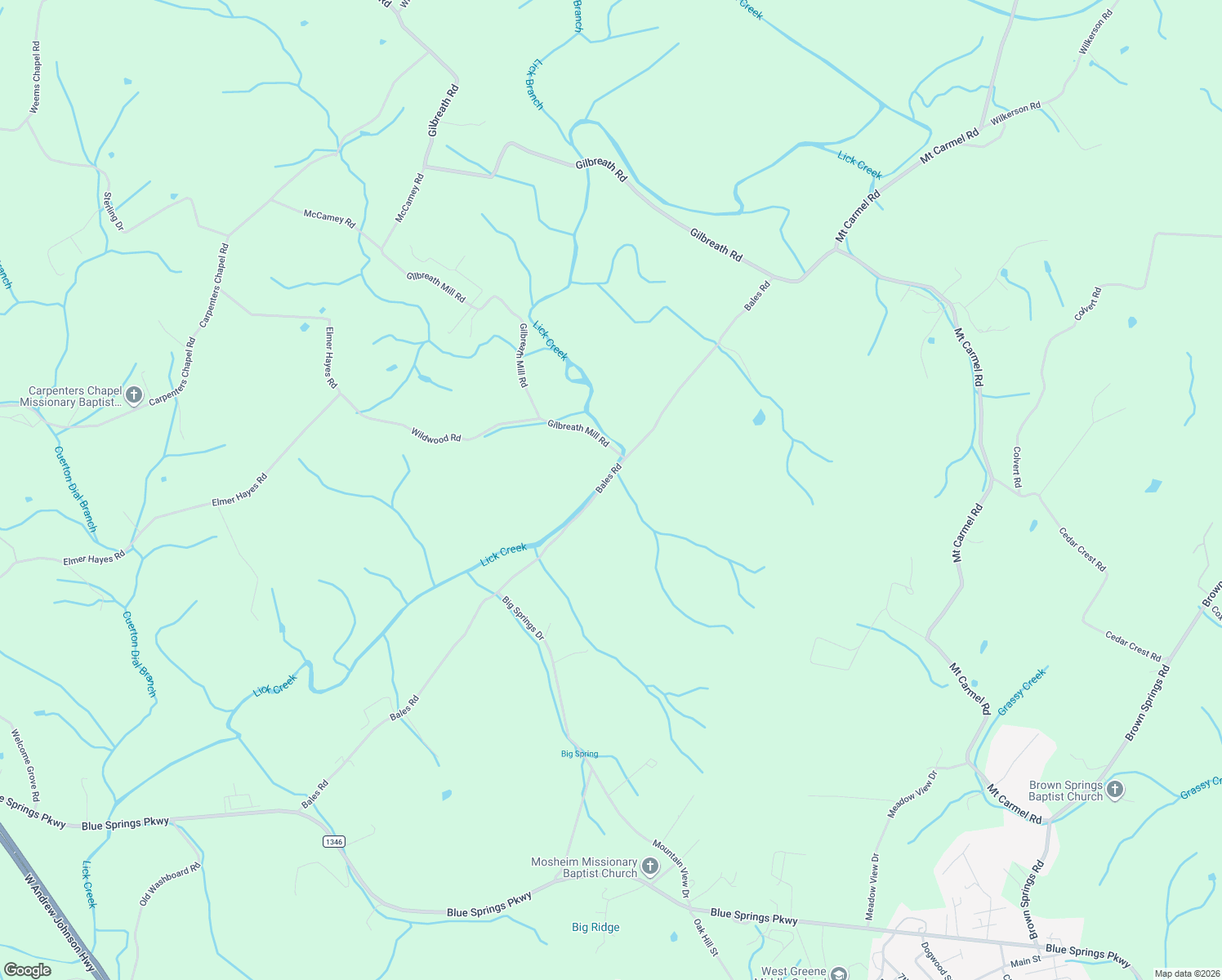 map of restaurants, bars, coffee shops, grocery stores, and more near 1370 Bales Road in Mosheim