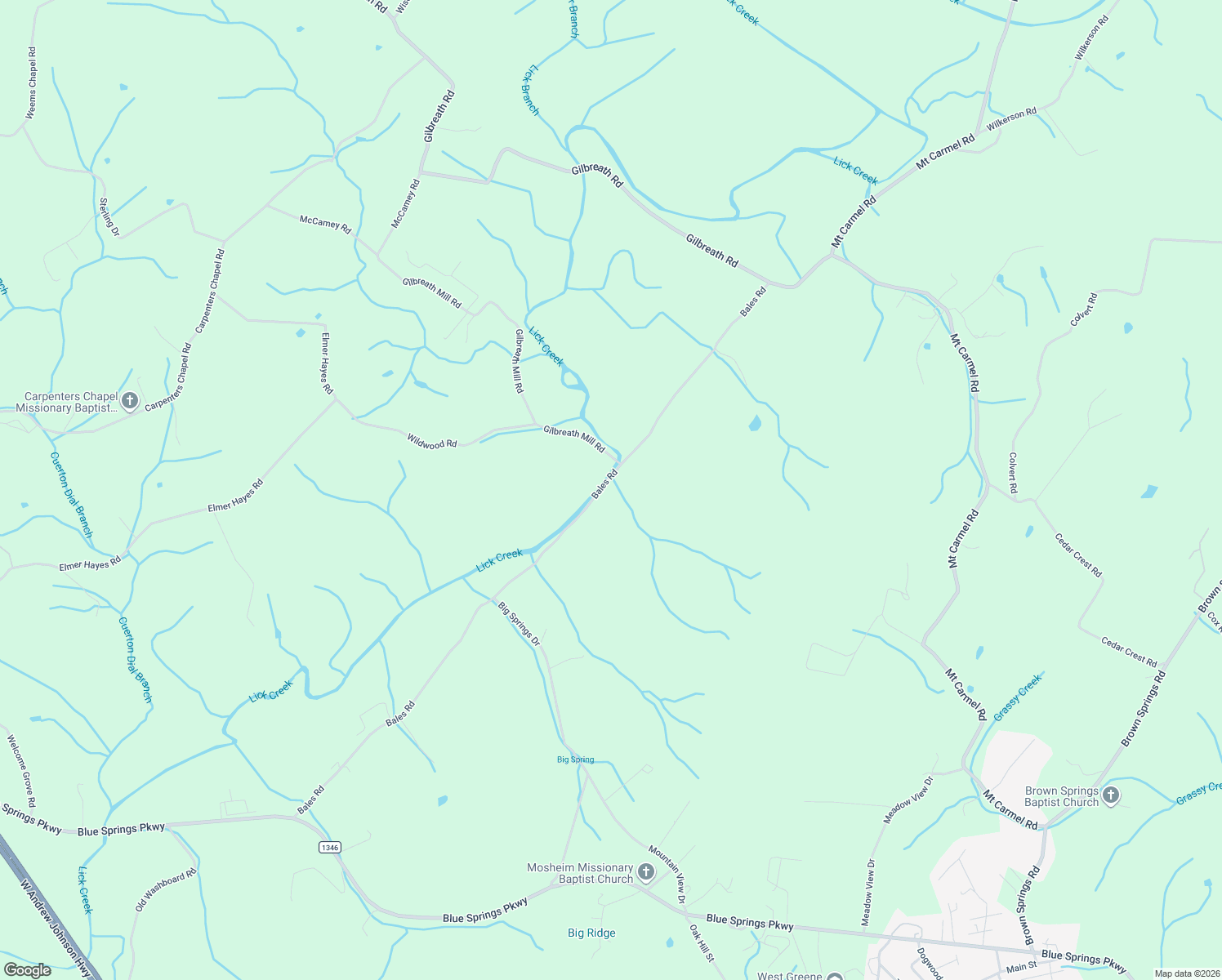 map of restaurants, bars, coffee shops, grocery stores, and more near 1370 Bales Road in Mosheim