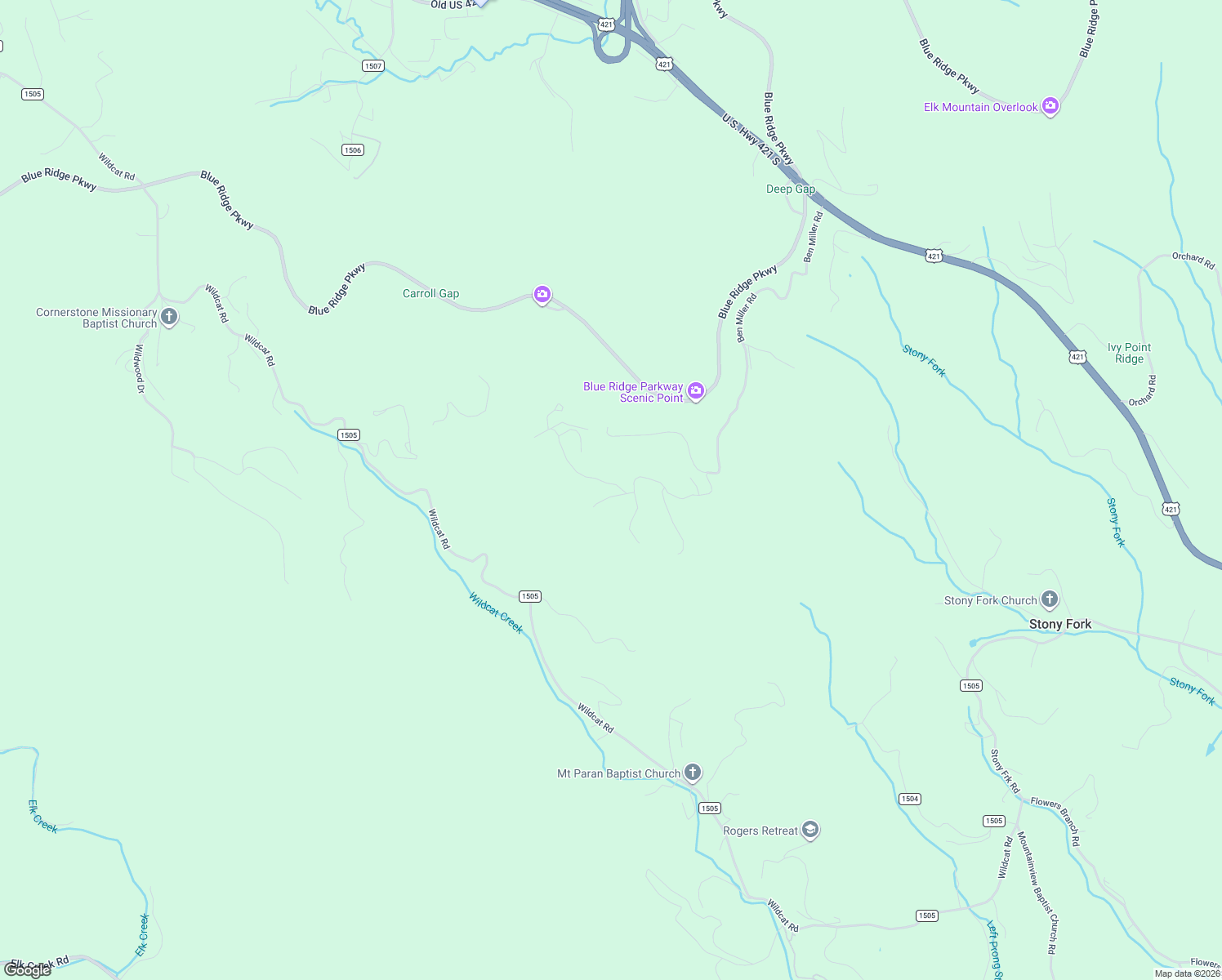 map of restaurants, bars, coffee shops, grocery stores, and more near 1593 Ben Miller Road in Watauga County