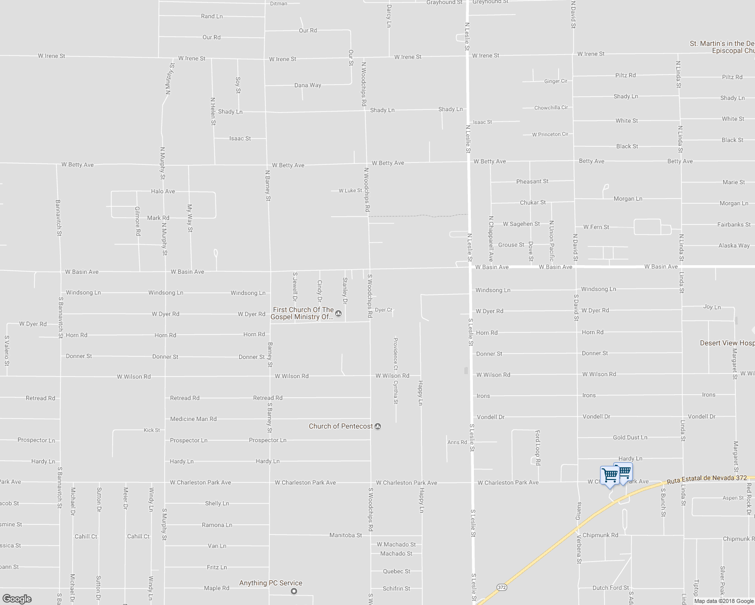 map of restaurants, bars, coffee shops, grocery stores, and more near 2460 Dyer Court in Pahrump