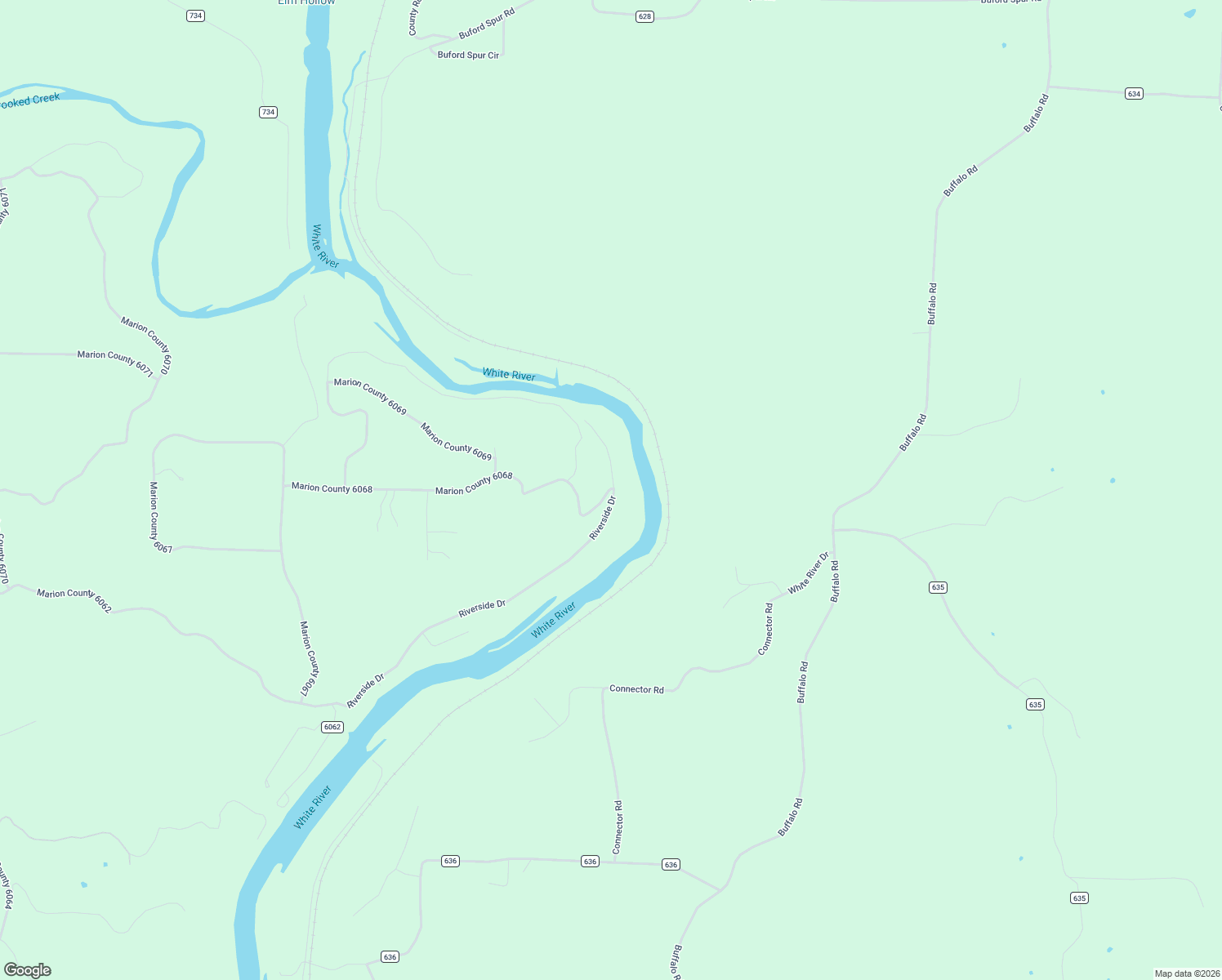 map of restaurants, bars, coffee shops, grocery stores, and more near 59 Riversedge Lane in Flippin