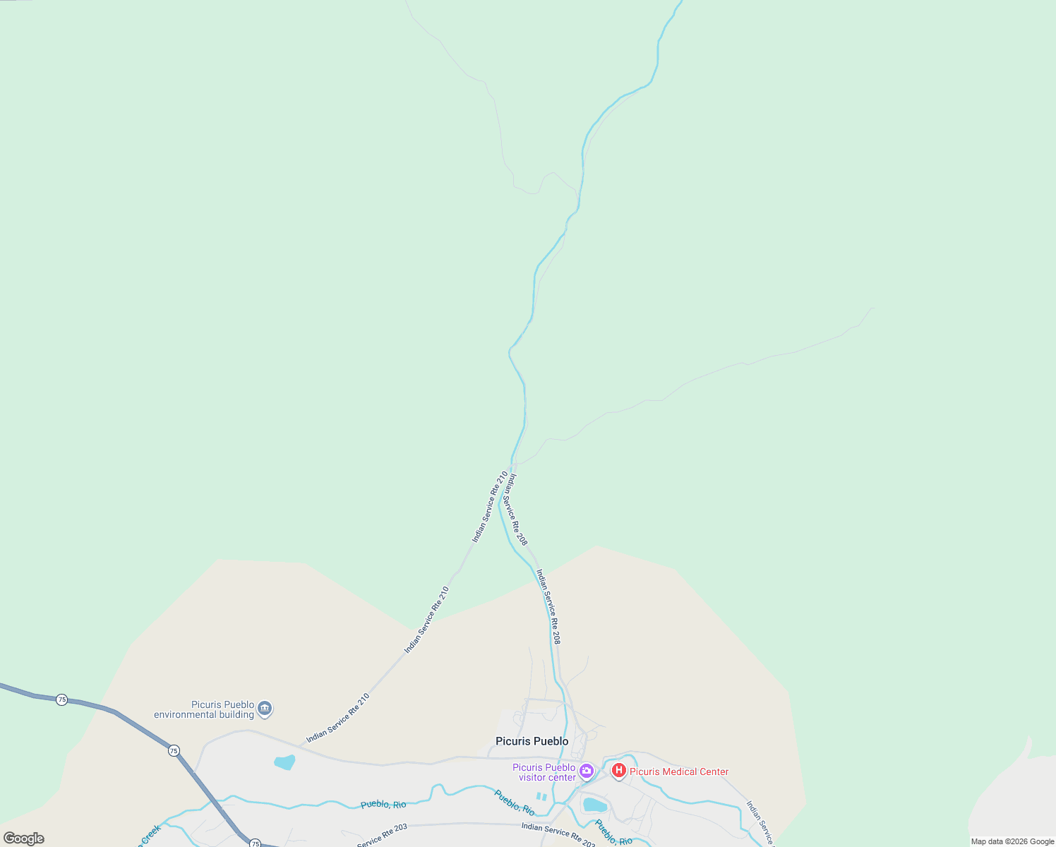 map of restaurants, bars, coffee shops, grocery stores, and more near Indian Service Route 208 in Taos County