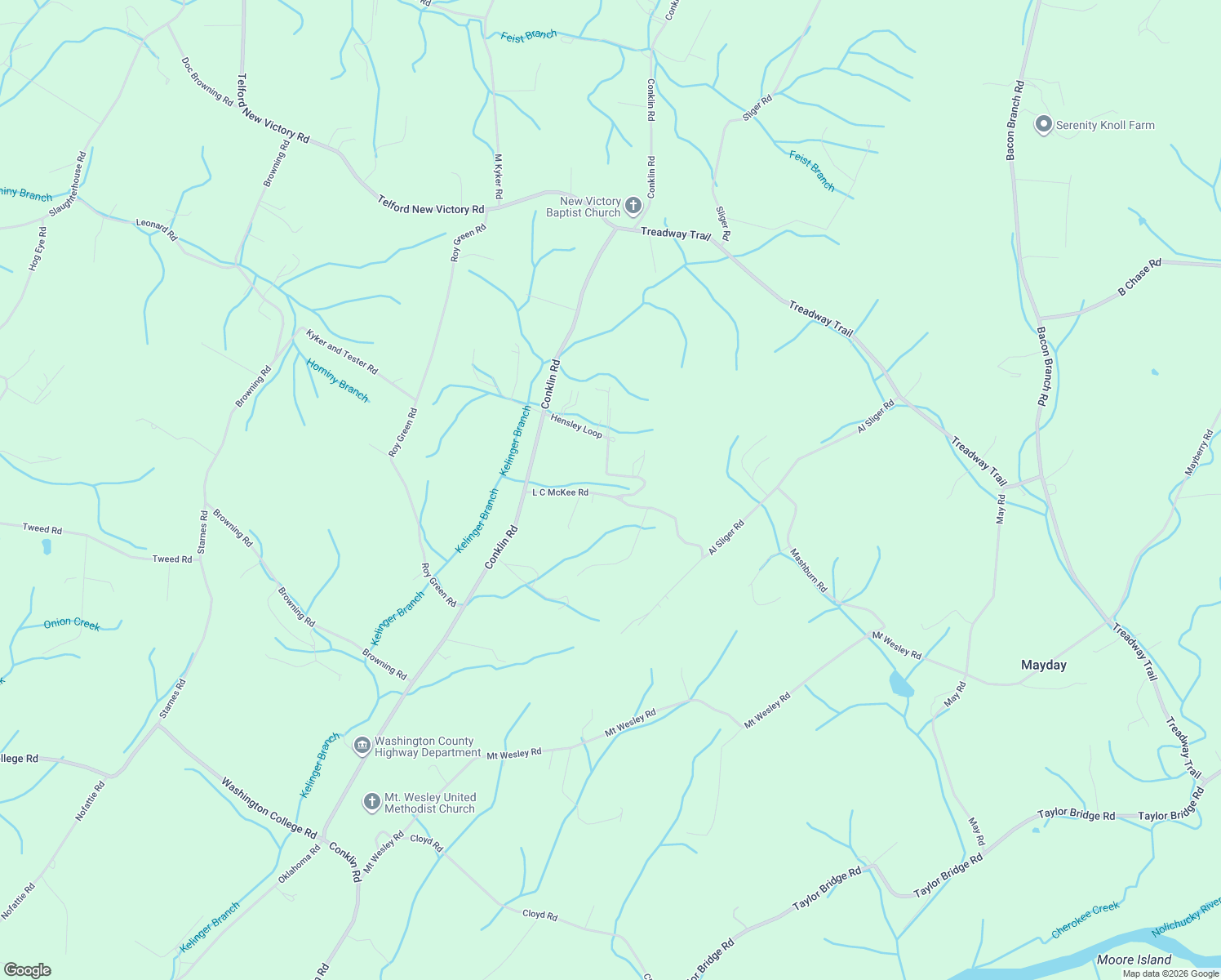 map of restaurants, bars, coffee shops, grocery stores, and more near 147 LC McKee Road in Jonesborough