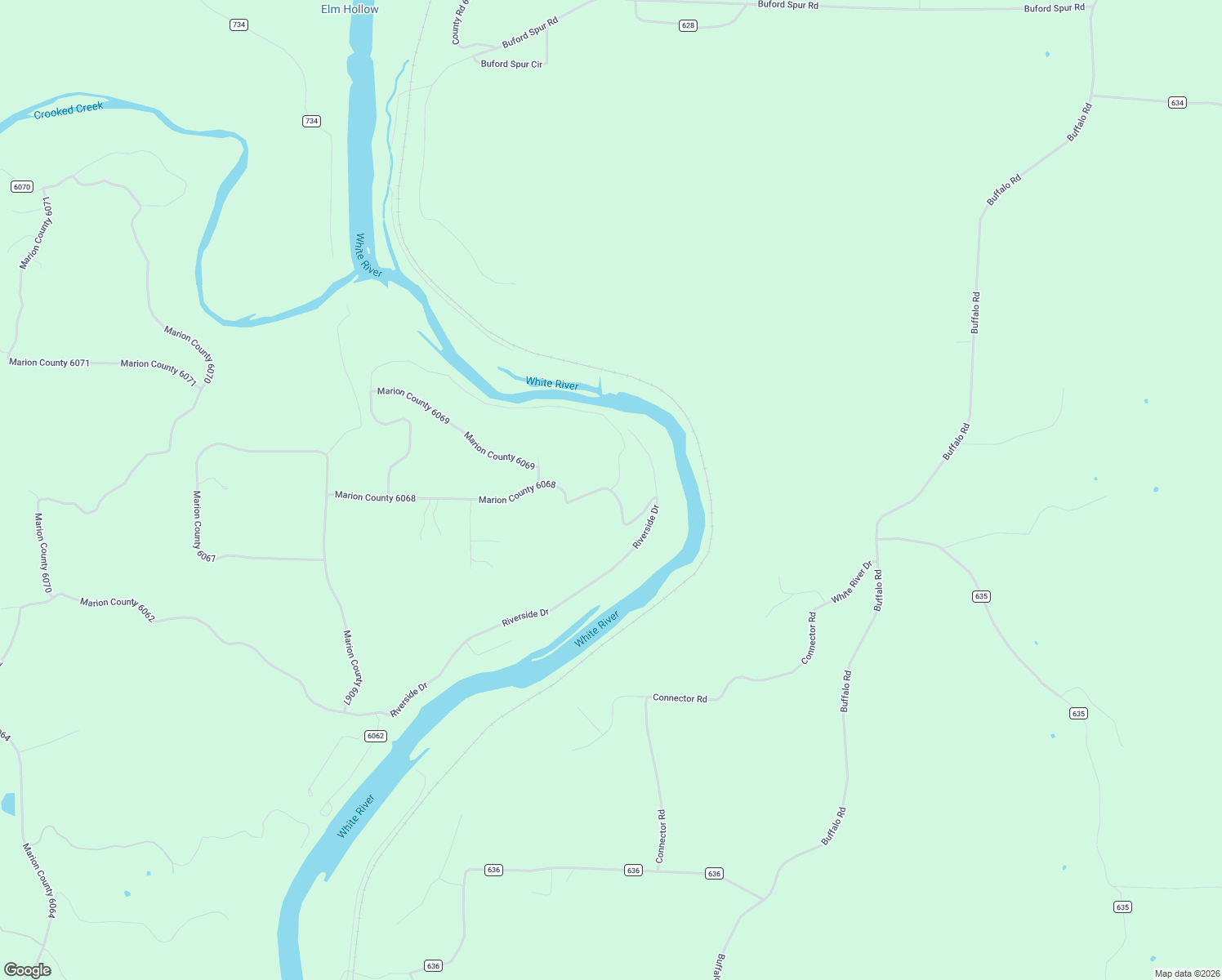 map of restaurants, bars, coffee shops, grocery stores, and more near Marion County 6069 in Flippin