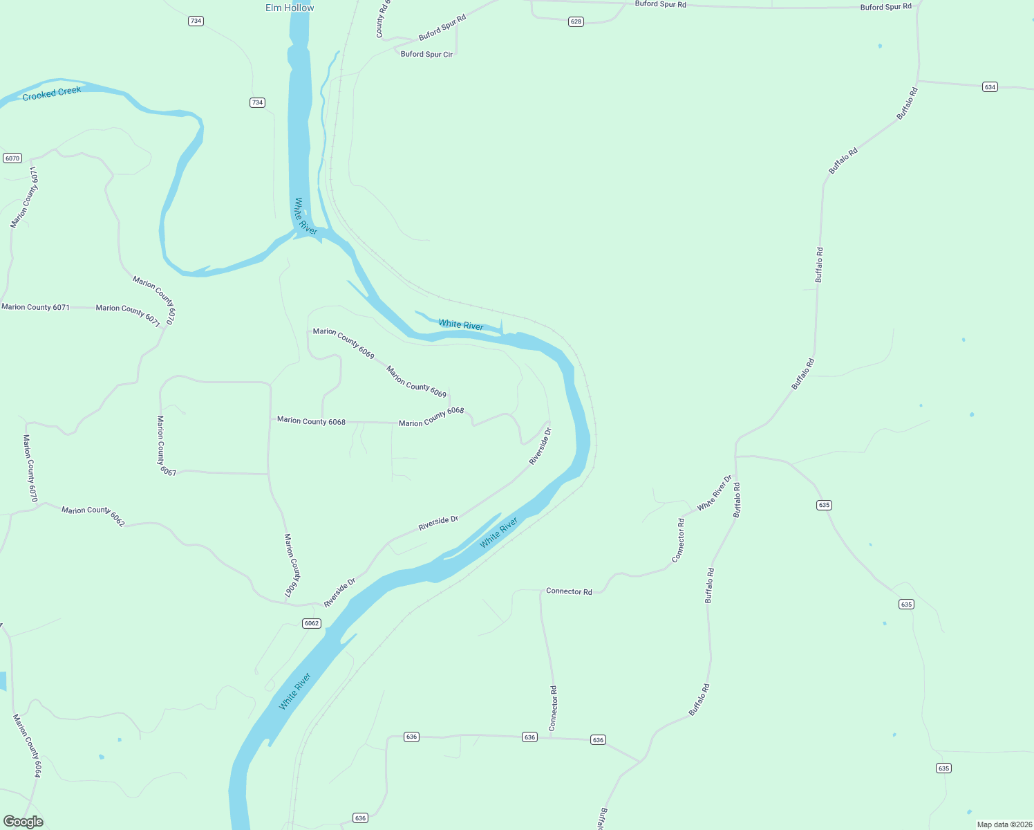 map of restaurants, bars, coffee shops, grocery stores, and more near Marion County 6069 in Flippin