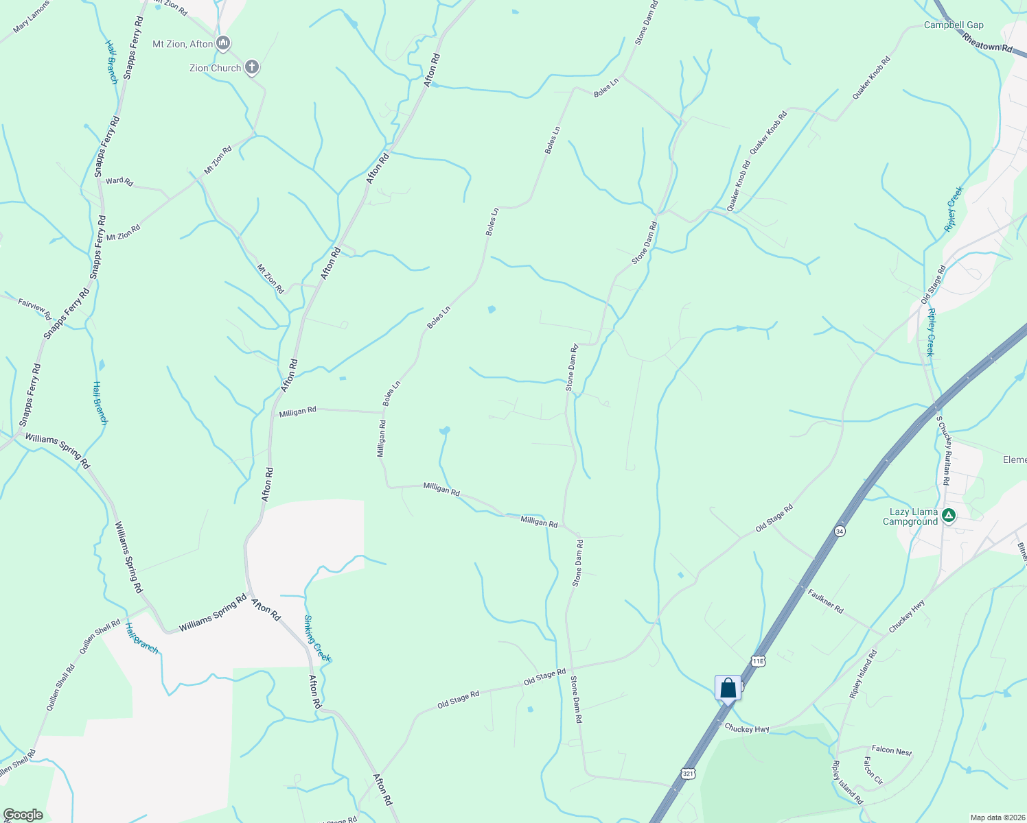 map of restaurants, bars, coffee shops, grocery stores, and more near 200 Deerview Circle in Chuckey