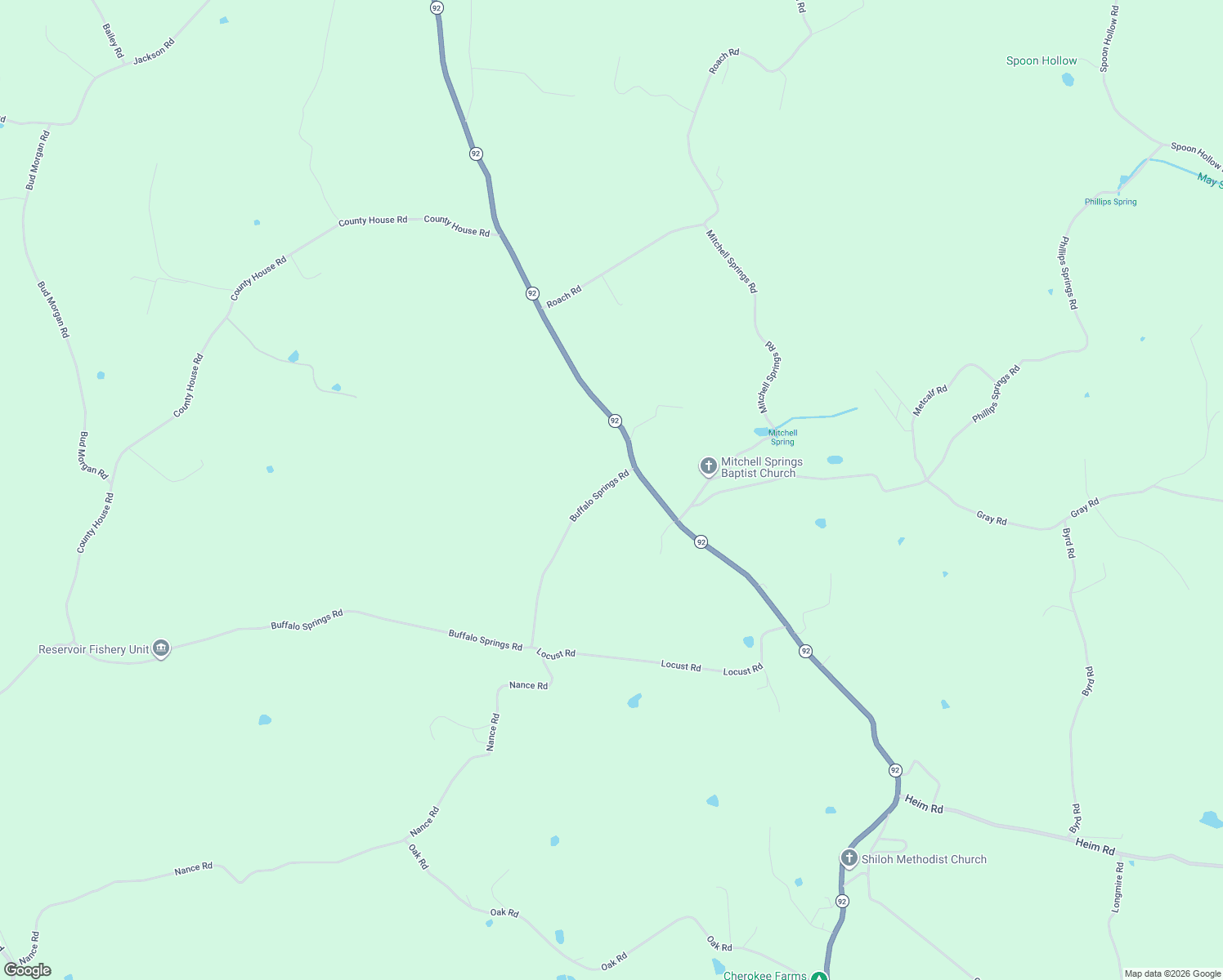 map of restaurants, bars, coffee shops, grocery stores, and more near 175 Buffalo Springs Rd in Rutledge