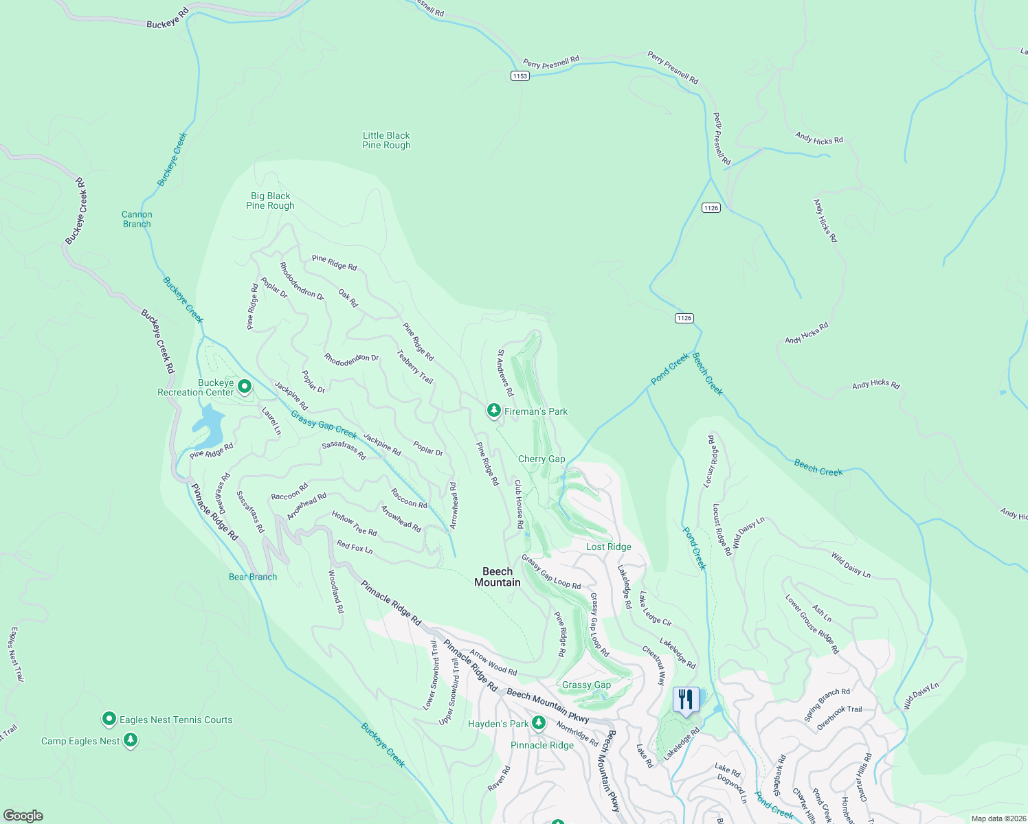 map of restaurants, bars, coffee shops, grocery stores, and more near 508 Saint Andrews Road in Beech Mountain