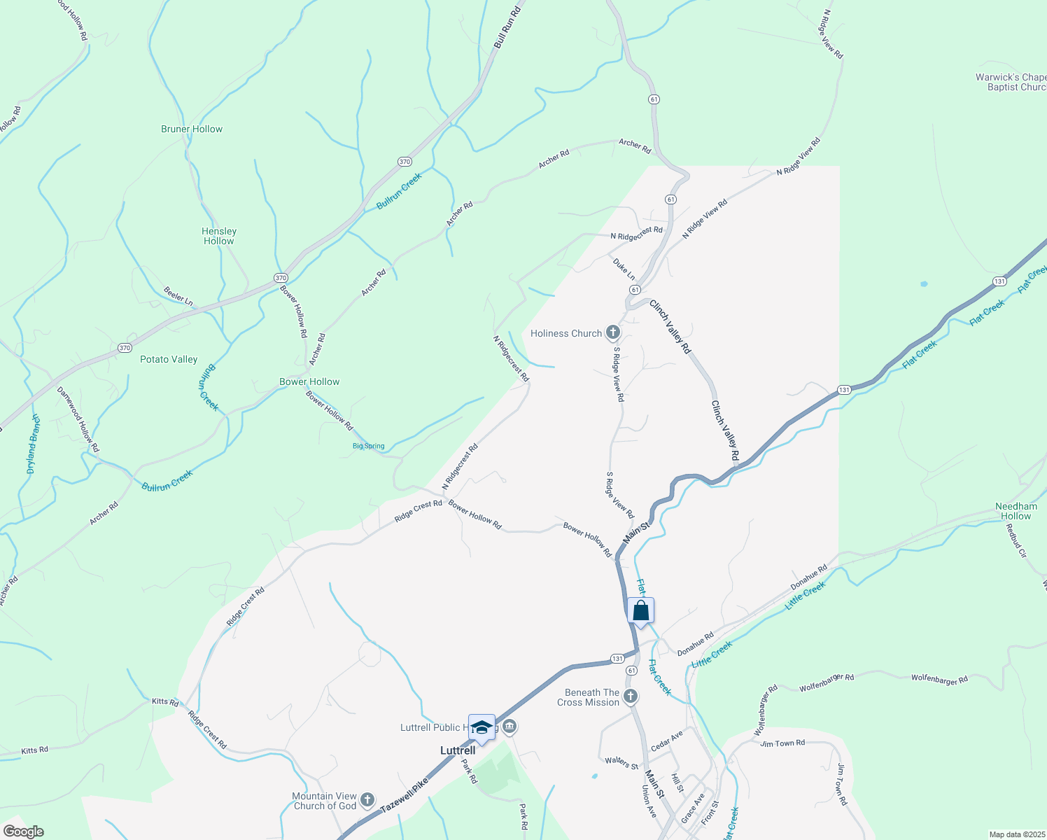 map of restaurants, bars, coffee shops, grocery stores, and more near in Luttrell