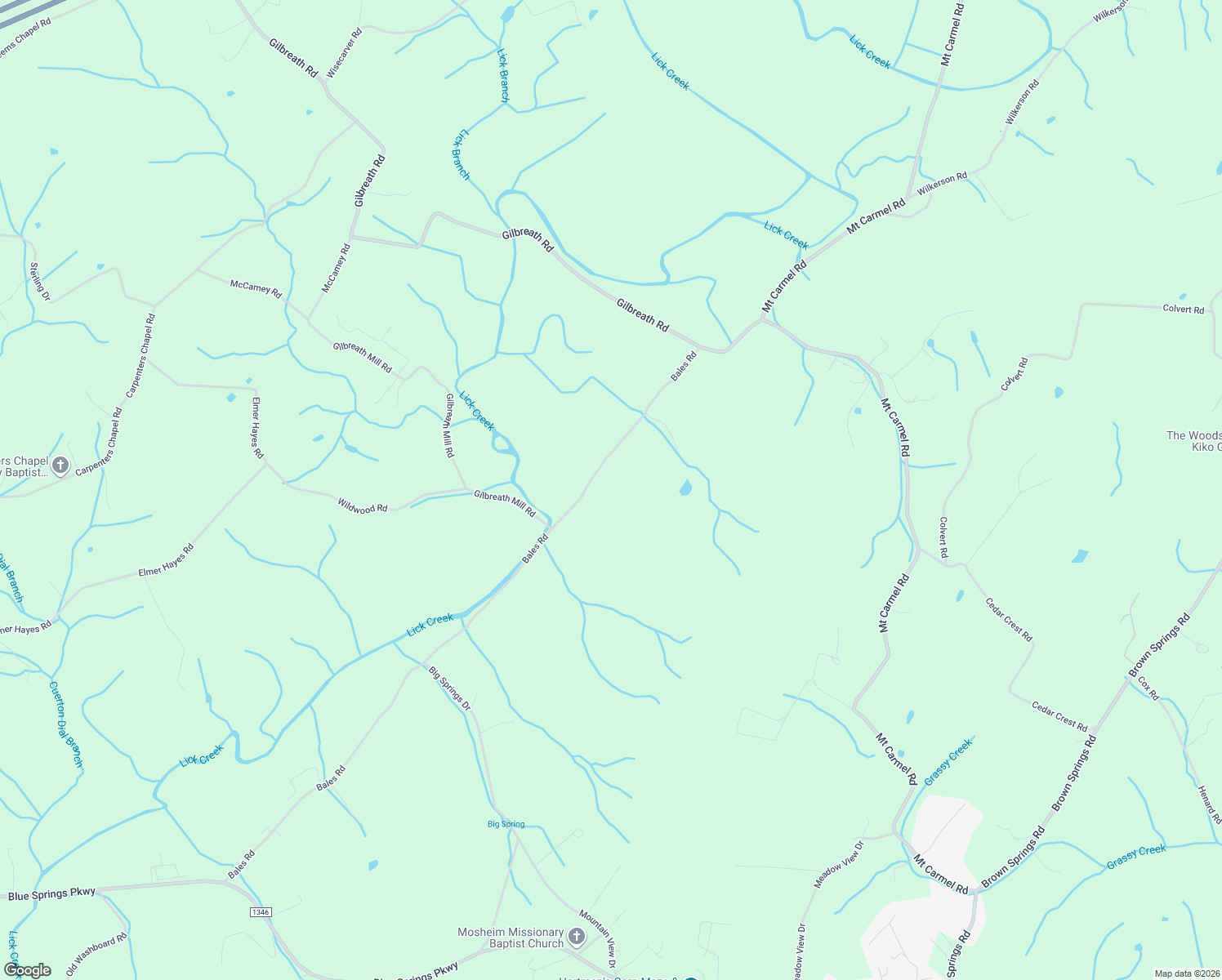 map of restaurants, bars, coffee shops, grocery stores, and more near 1560 Bales Road in Mosheim