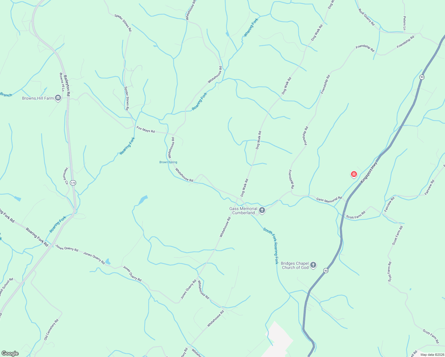 map of restaurants, bars, coffee shops, grocery stores, and more near 3756 Whitehouse Road in Greeneville