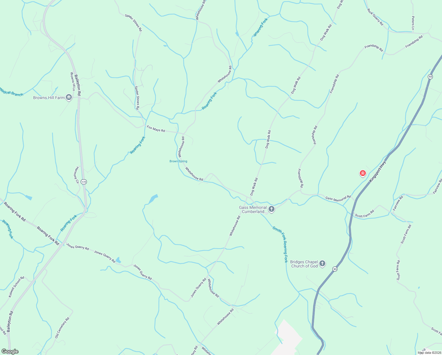 map of restaurants, bars, coffee shops, grocery stores, and more near 3756 Whitehouse Road in Greeneville