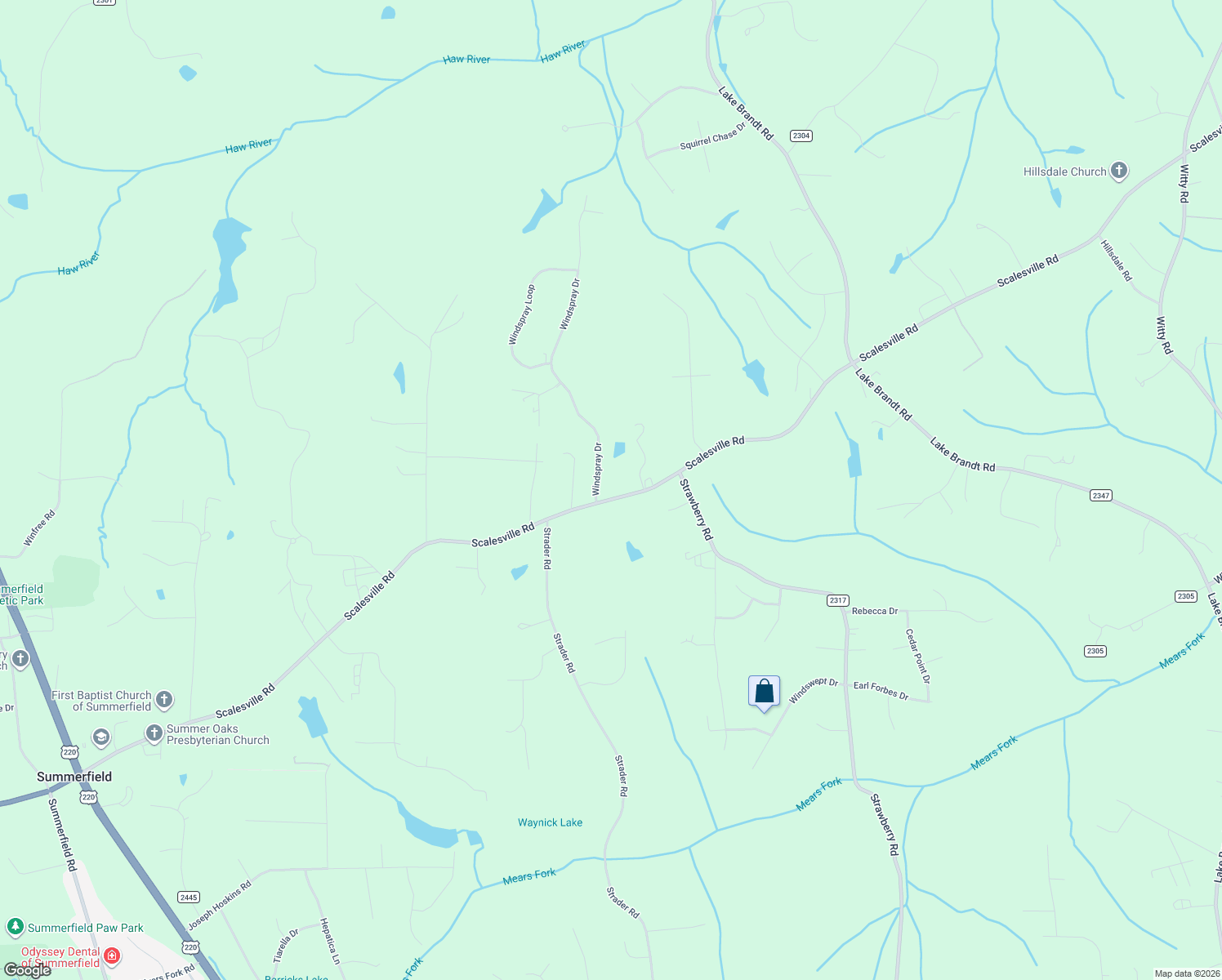 map of restaurants, bars, coffee shops, grocery stores, and more near 7900 Windspray Drive in Summerfield