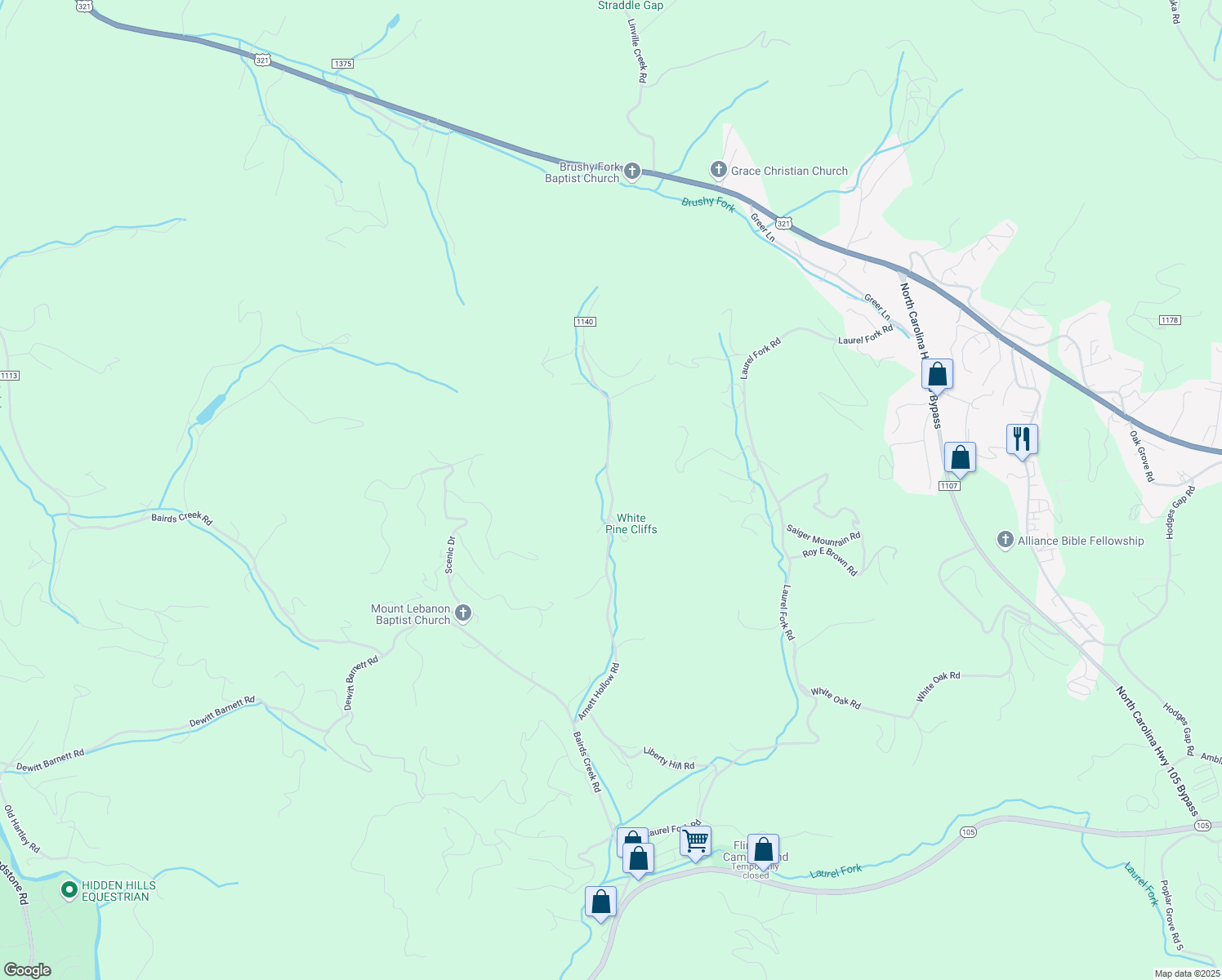map of restaurants, bars, coffee shops, grocery stores, and more near 828 Arnett Hollow Road in Vilas