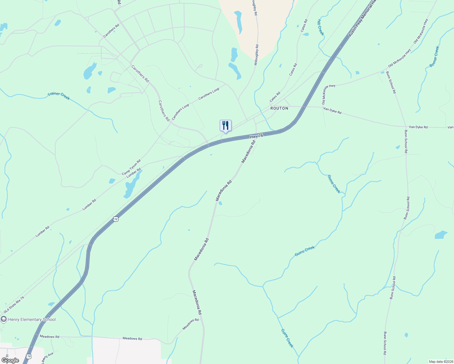 map of restaurants, bars, coffee shops, grocery stores, and more near 580 Macedonia Rd in Henry