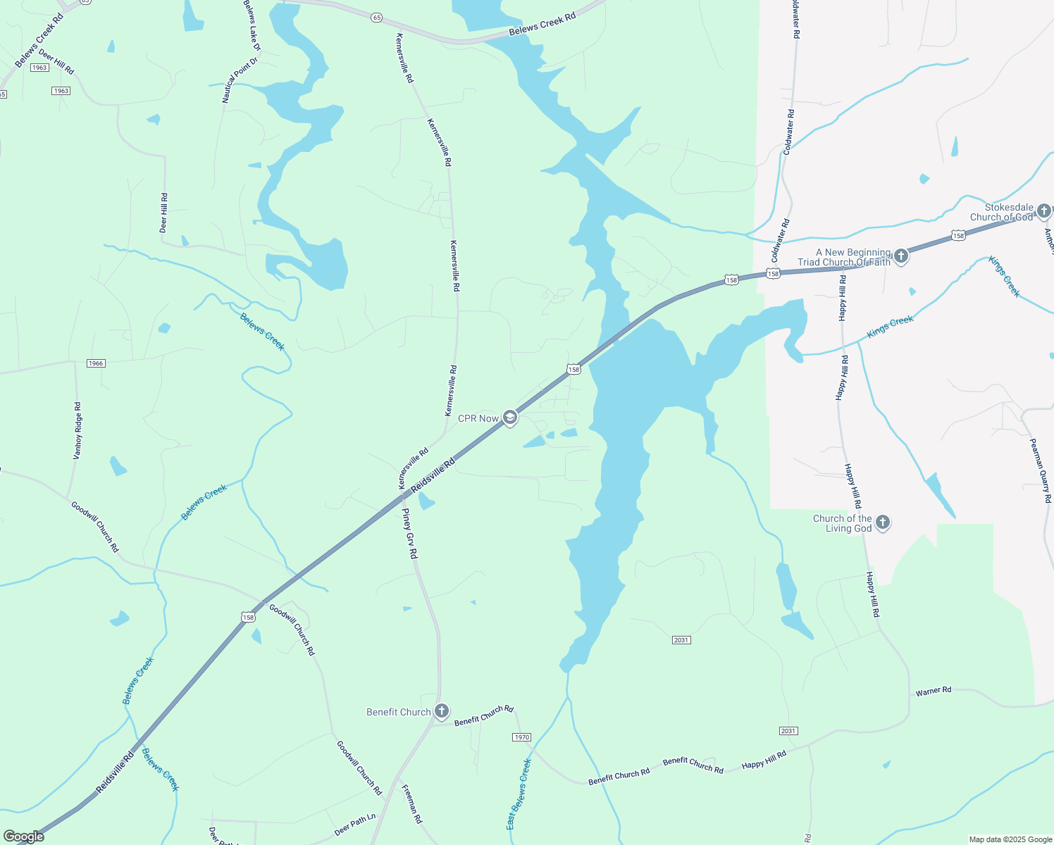 map of restaurants, bars, coffee shops, grocery stores, and more near 6419 Peaceful Valley Drive in Belews Creek