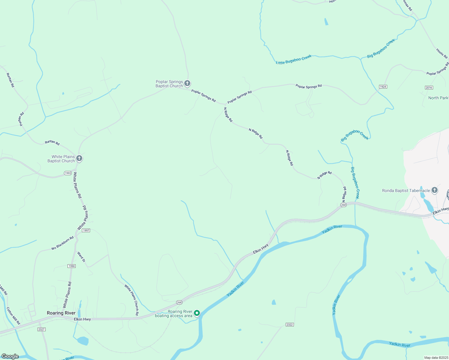 map of restaurants, bars, coffee shops, grocery stores, and more near 752 Waddell Road in Roaring River
