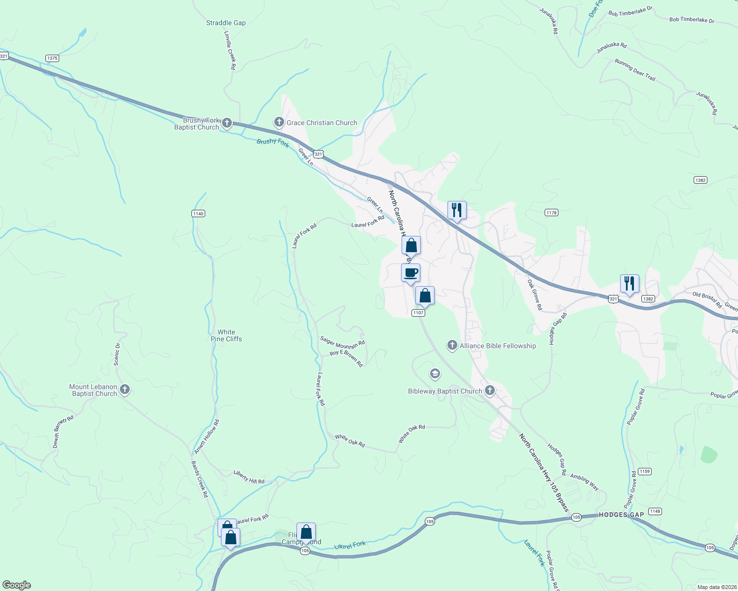 map of restaurants, bars, coffee shops, grocery stores, and more near 272-274 Evening Shade in Vilas