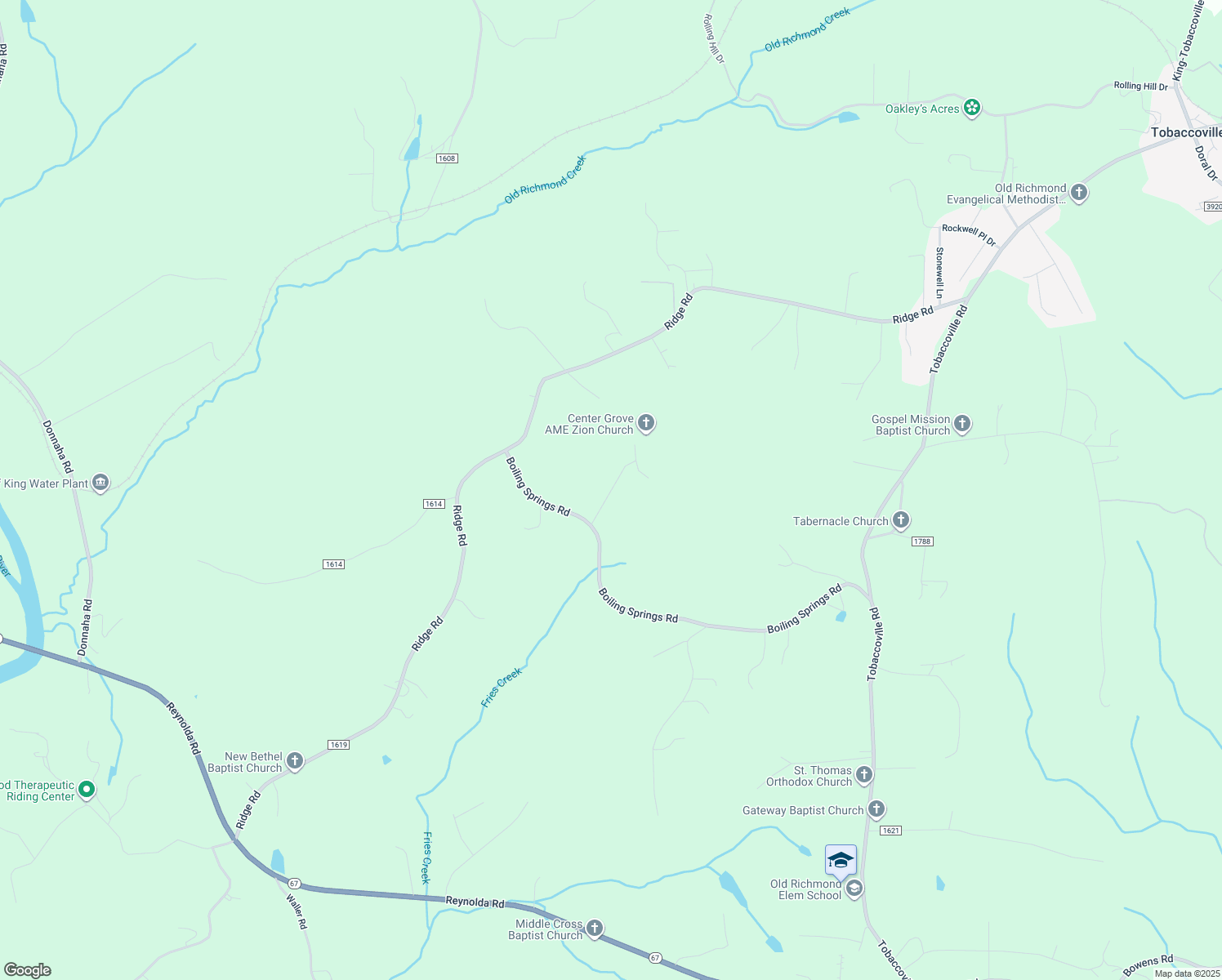 map of restaurants, bars, coffee shops, grocery stores, and more near Zion Church Rd in Tobaccoville