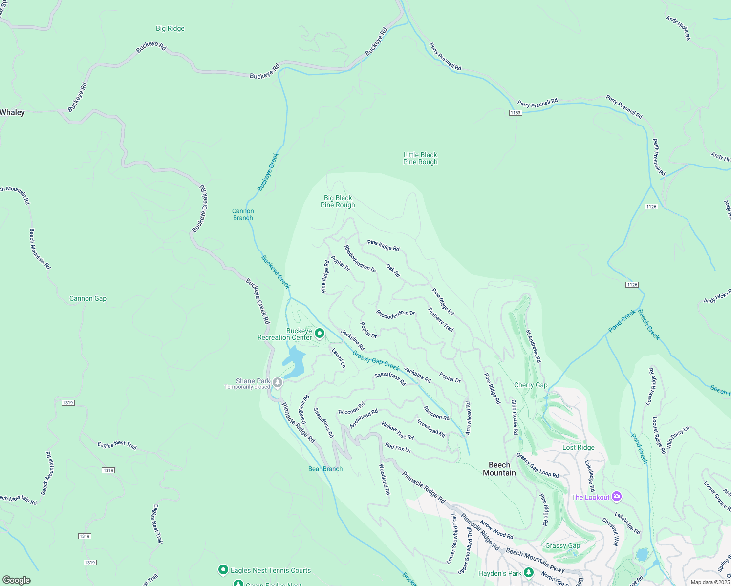 map of restaurants, bars, coffee shops, grocery stores, and more near 282 Poplar Drive in Beech Mountain