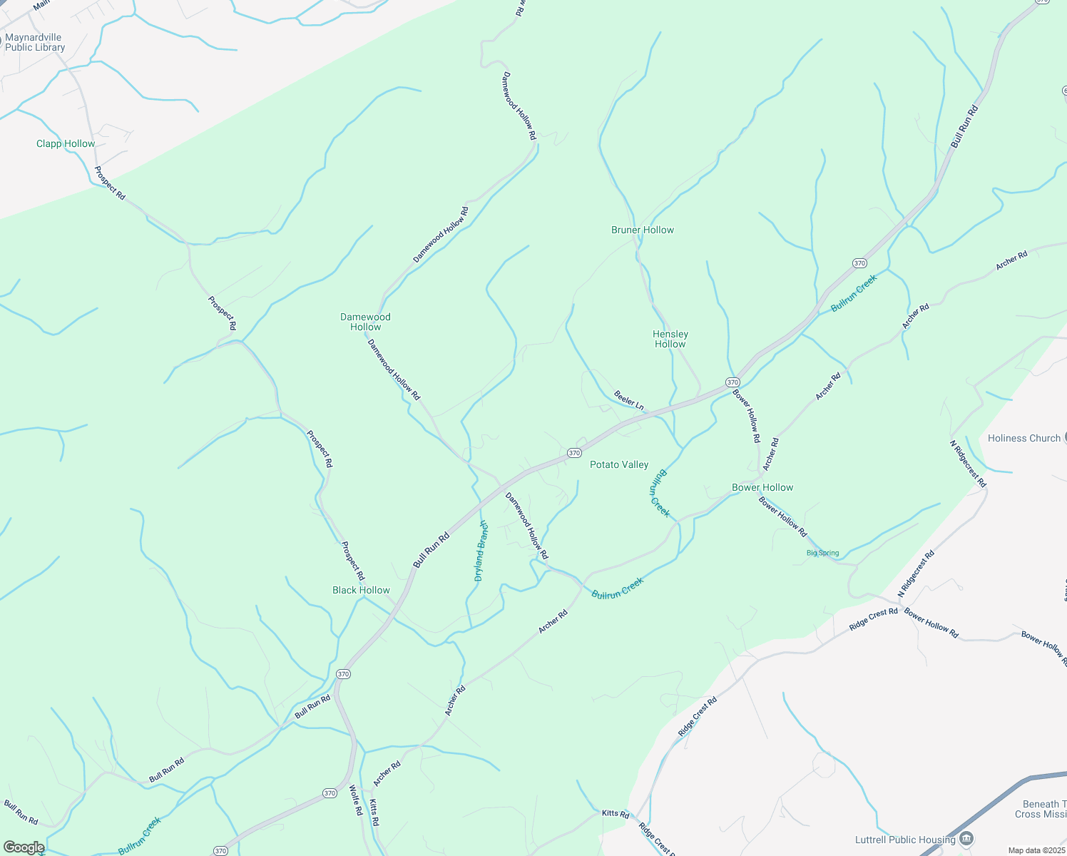 map of restaurants, bars, coffee shops, grocery stores, and more near 1149 Bull Run Road in Luttrell