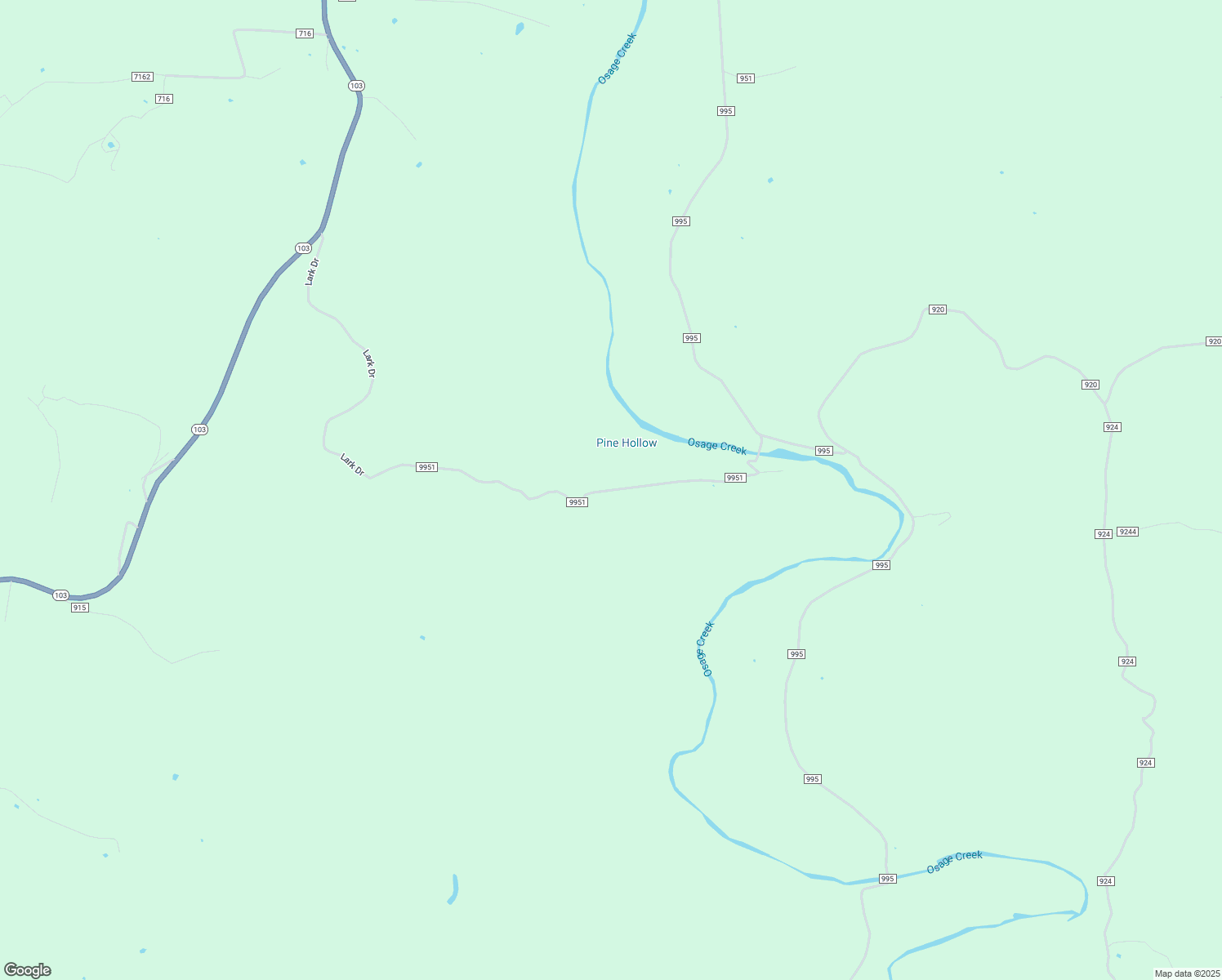 map of restaurants, bars, coffee shops, grocery stores, and more near County Road 9951 in Green Forest