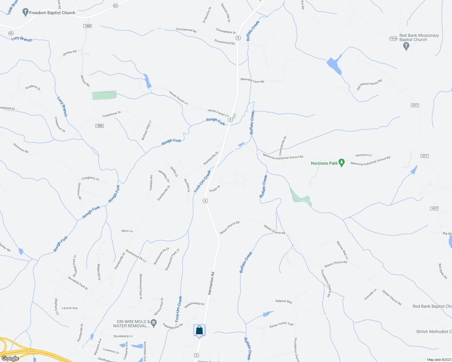 map of restaurants, bars, coffee shops, grocery stores, and more near 6201 Maurice Circle in Rural Hall