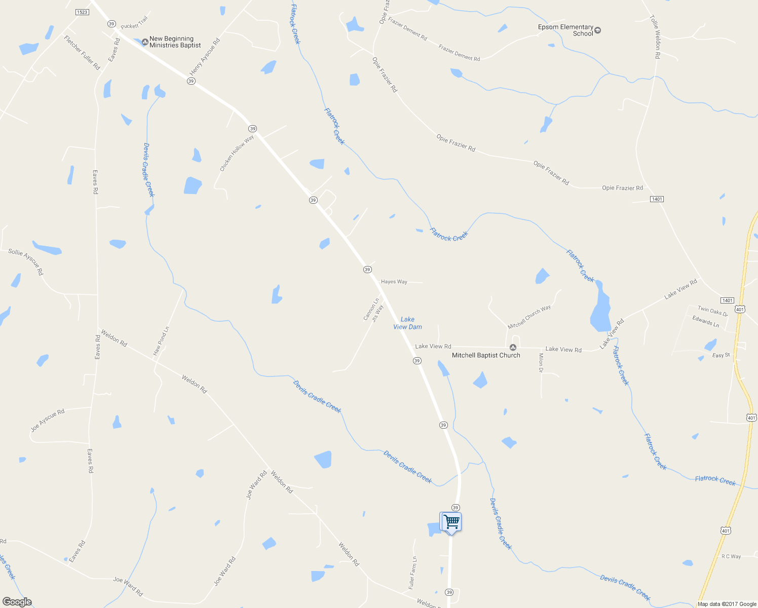 map of restaurants, bars, coffee shops, grocery stores, and more near 18 Jts Way in Louisburg