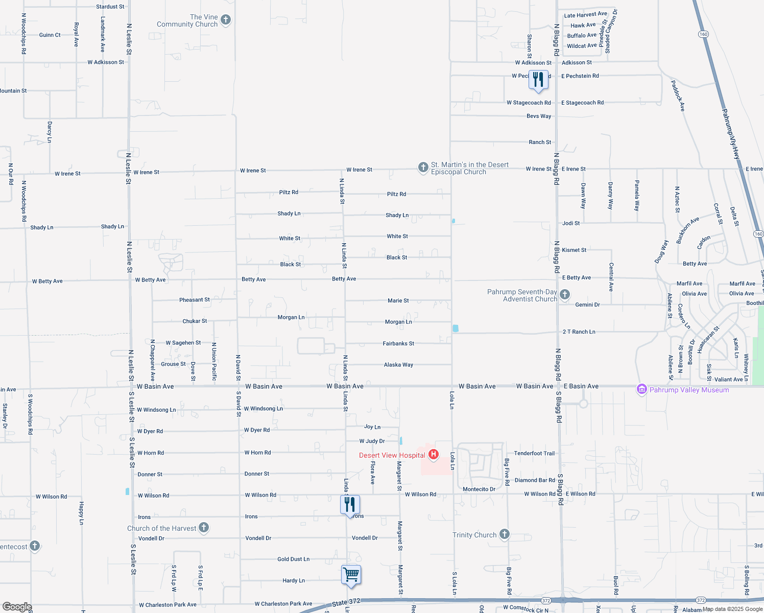 map of restaurants, bars, coffee shops, grocery stores, and more near 821 Marie Street in Pahrump