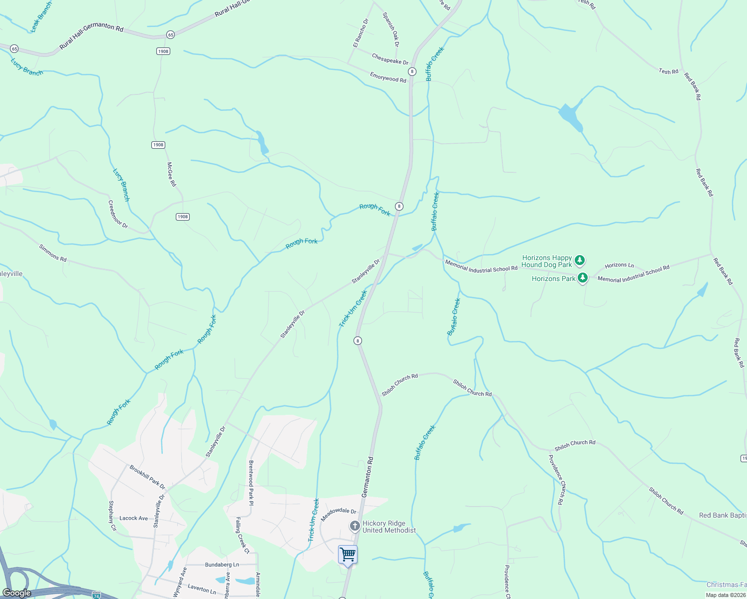 map of restaurants, bars, coffee shops, grocery stores, and more near 6235 Germanton Road in Rural Hall