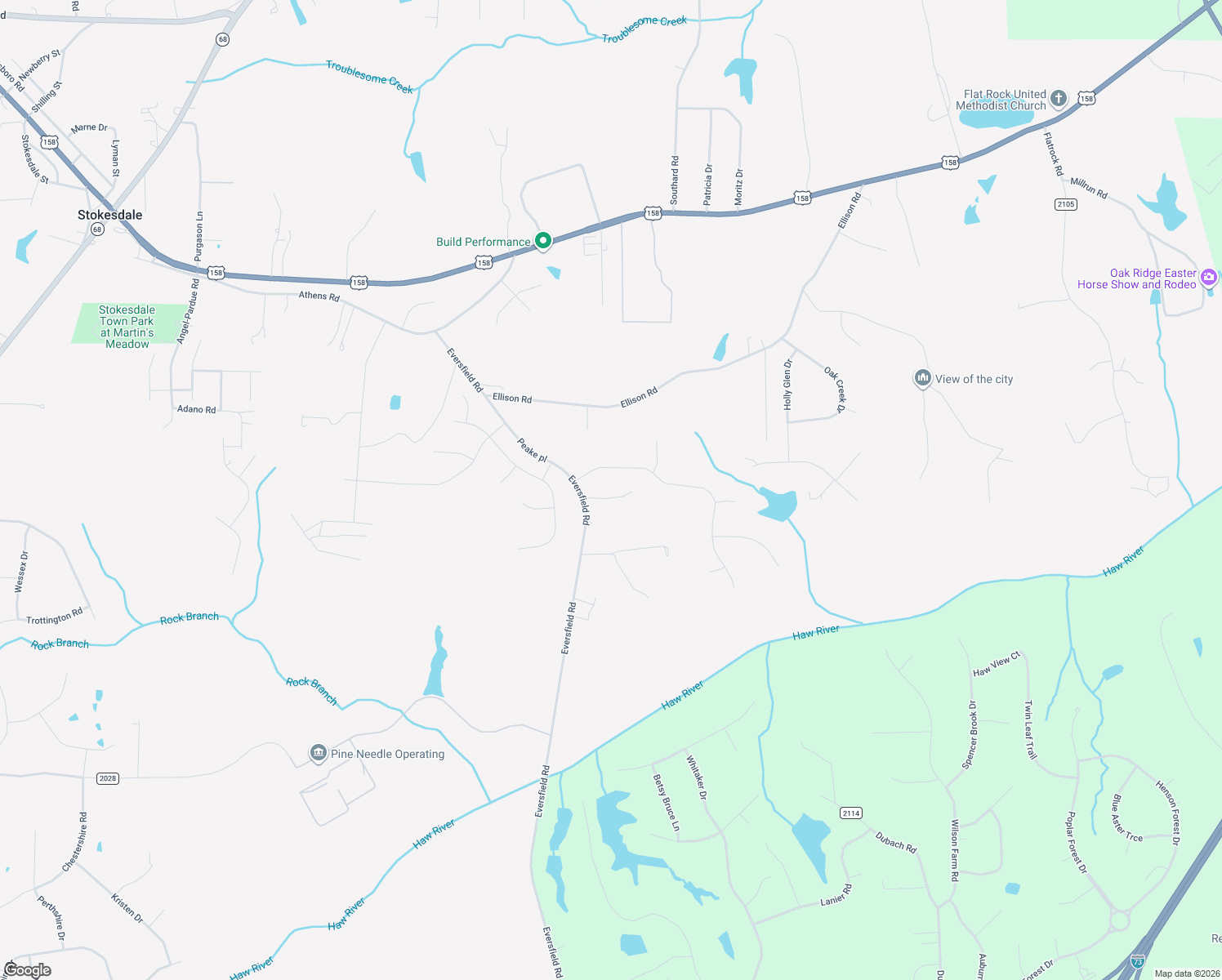 map of restaurants, bars, coffee shops, grocery stores, and more near 7890 Eversfield Road in Stokesdale