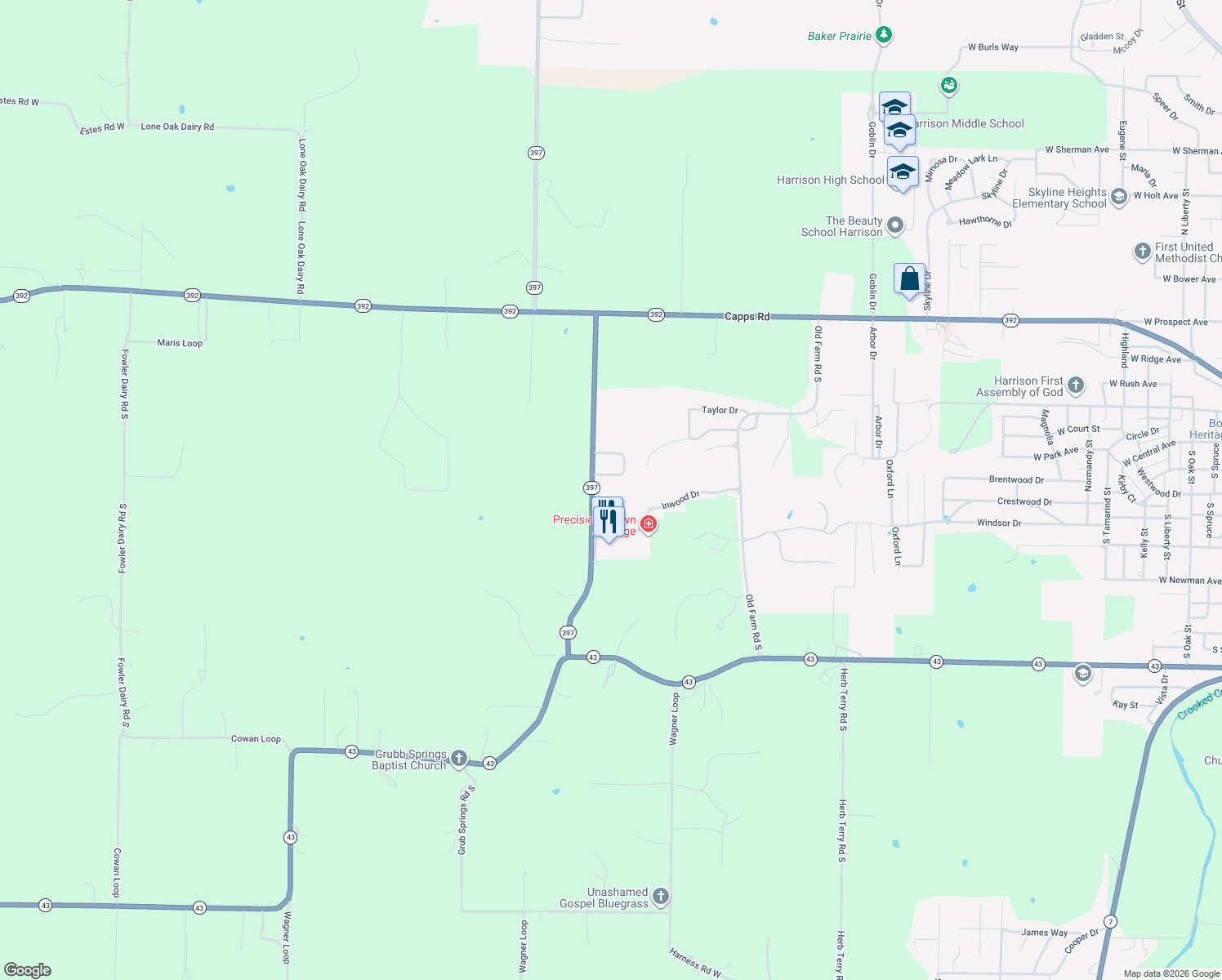 map of restaurants, bars, coffee shops, grocery stores, and more near 302 Racquet Run in Harrison