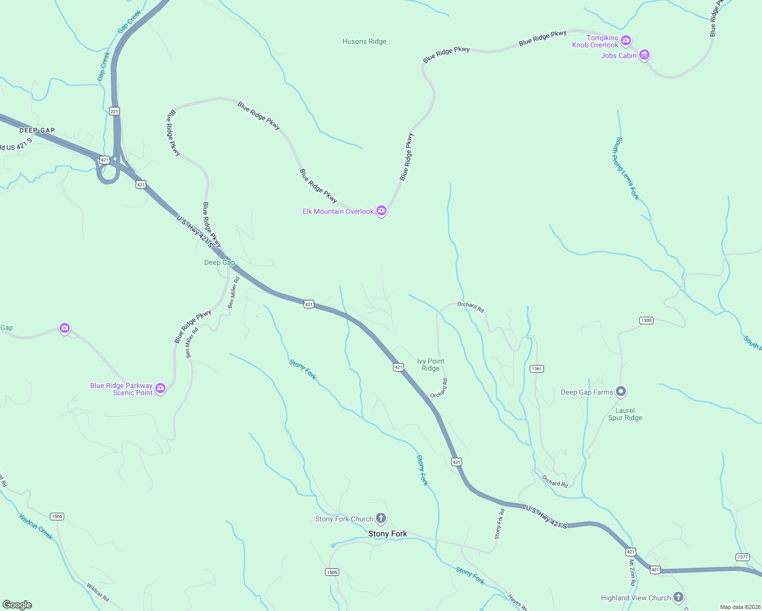 map of restaurants, bars, coffee shops, grocery stores, and more near 607 Little Ivy in Watauga County