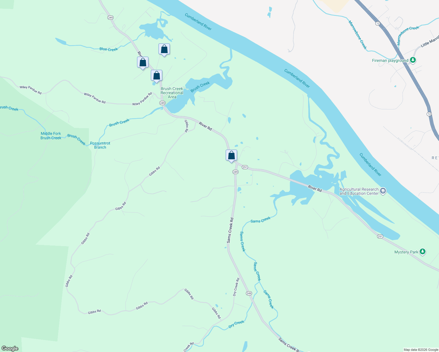 map of restaurants, bars, coffee shops, grocery stores, and more near 2440 River Road in Ashland City