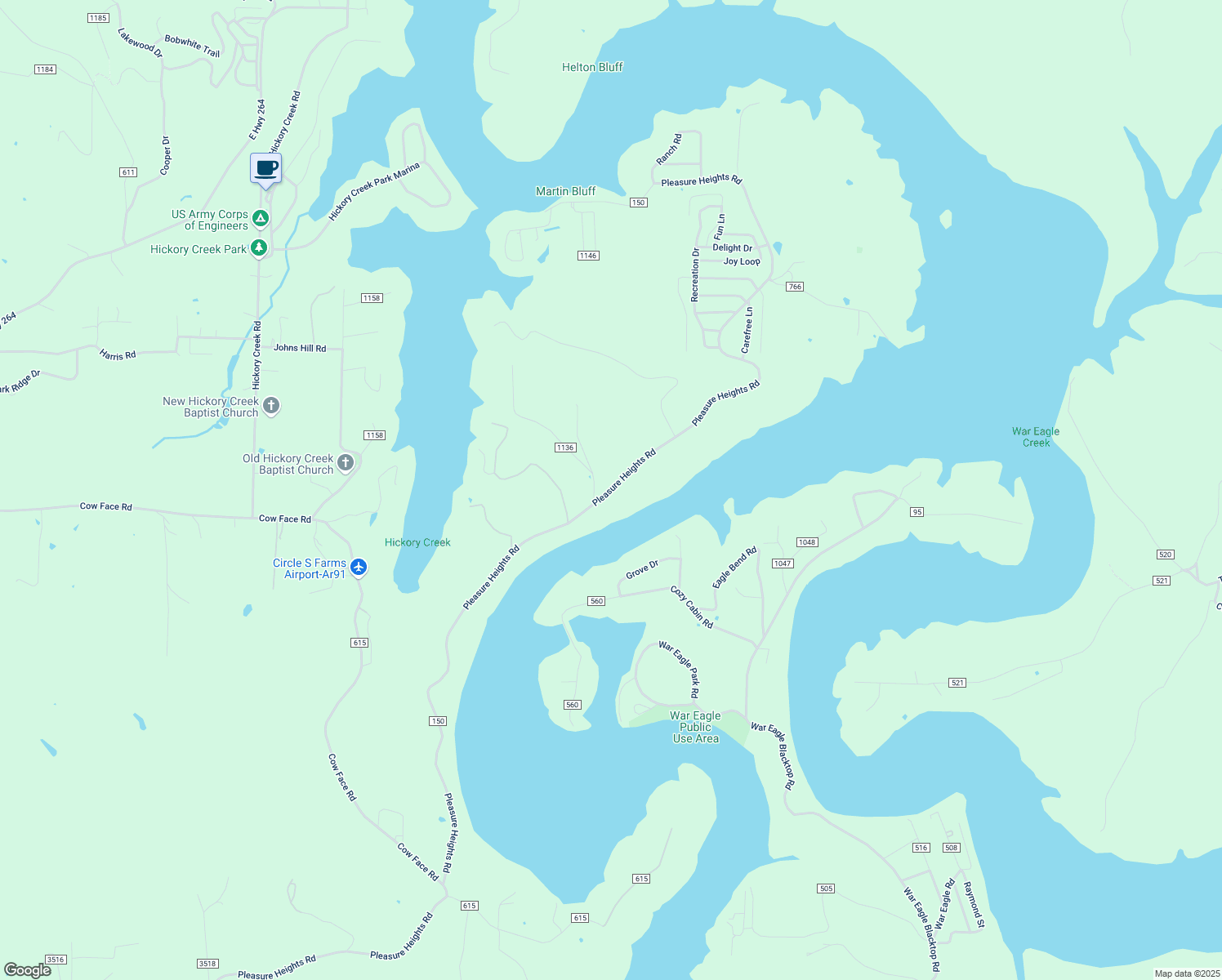 map of restaurants, bars, coffee shops, grocery stores, and more near 13501 Pleasure Heights Road in Lowell
