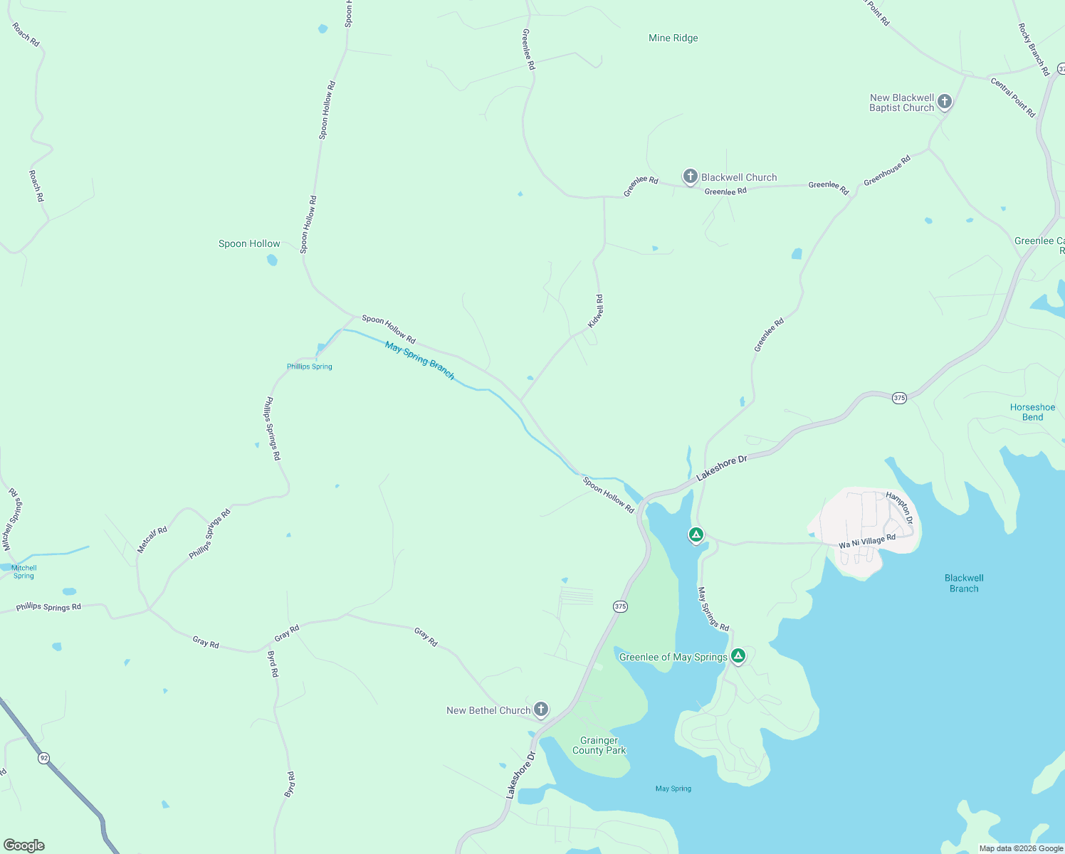 map of restaurants, bars, coffee shops, grocery stores, and more near 1946 Spoon Hollow Road in Rutledge