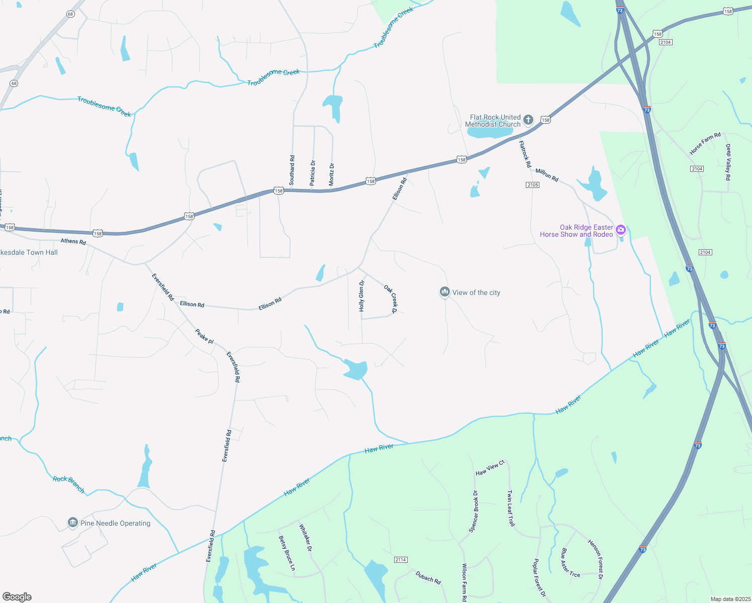 map of restaurants, bars, coffee shops, grocery stores, and more near 7203 Oak Creek Court in Stokesdale