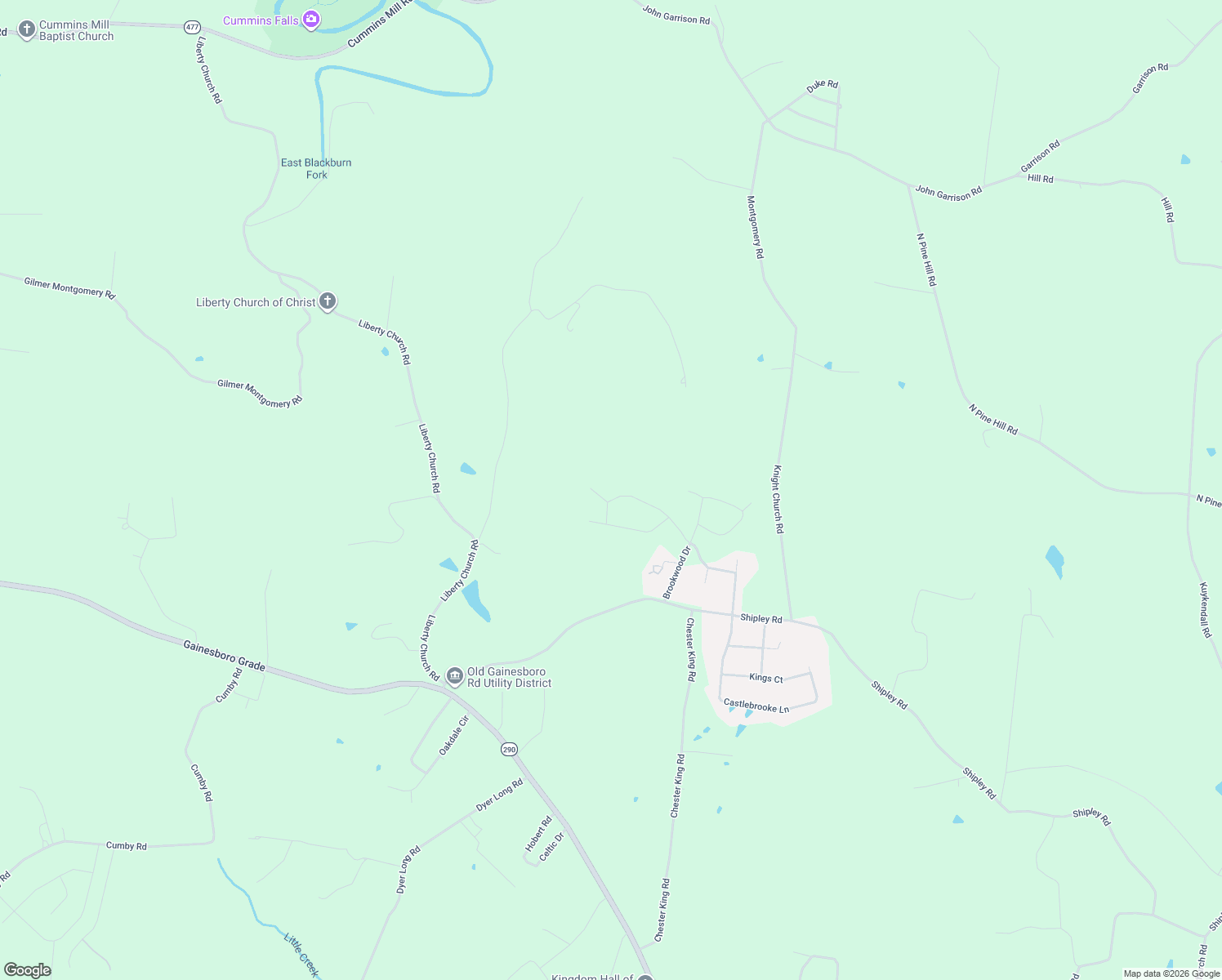 map of restaurants, bars, coffee shops, grocery stores, and more near 4043 Huntington Drive in Cookeville