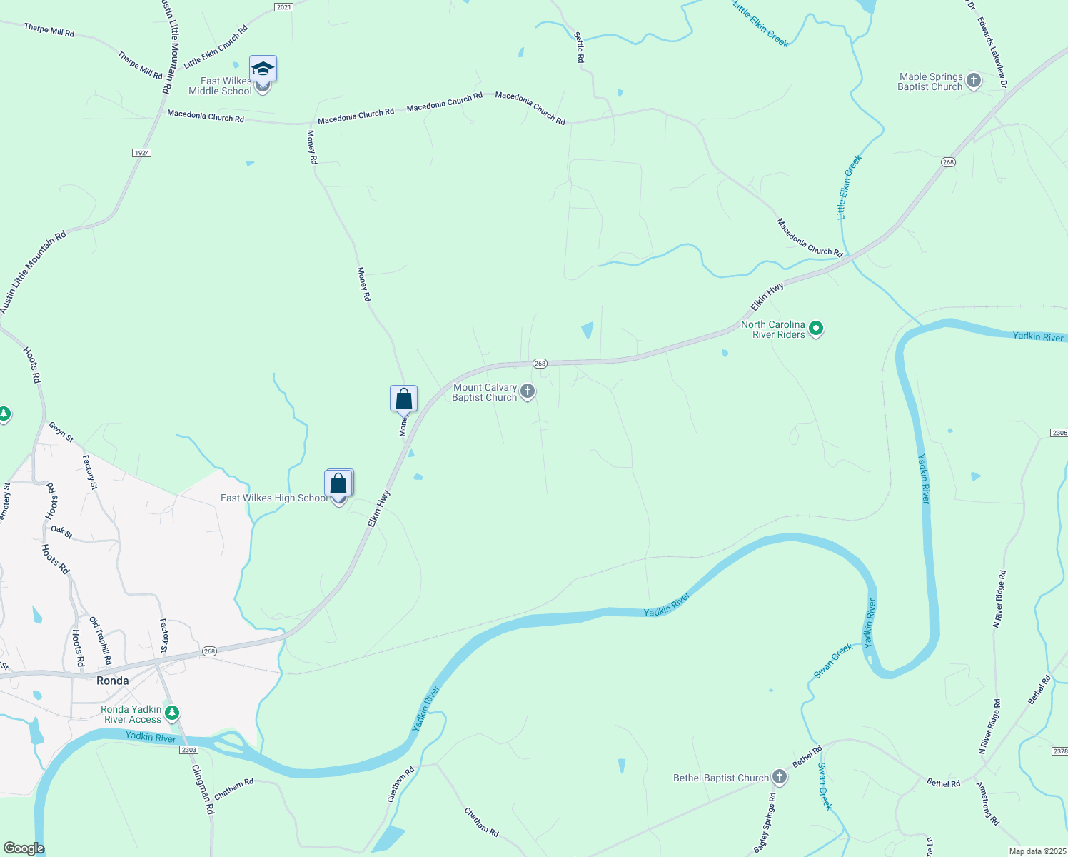 map of restaurants, bars, coffee shops, grocery stores, and more near 318 Calvary Road in Ronda