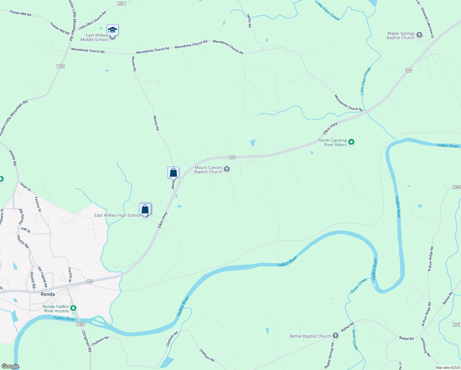 map of restaurants, bars, coffee shops, grocery stores, and more near 318 Calvary Road in Ronda