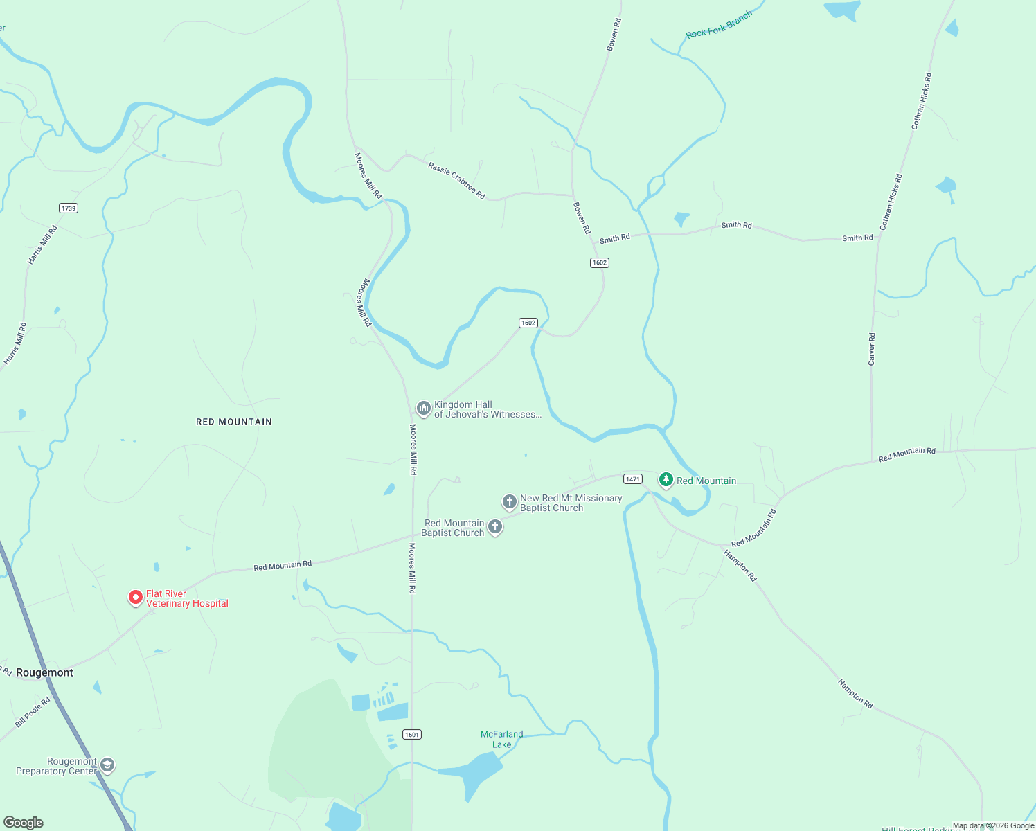 map of restaurants, bars, coffee shops, grocery stores, and more near 316 Bowen Road in Rougemont