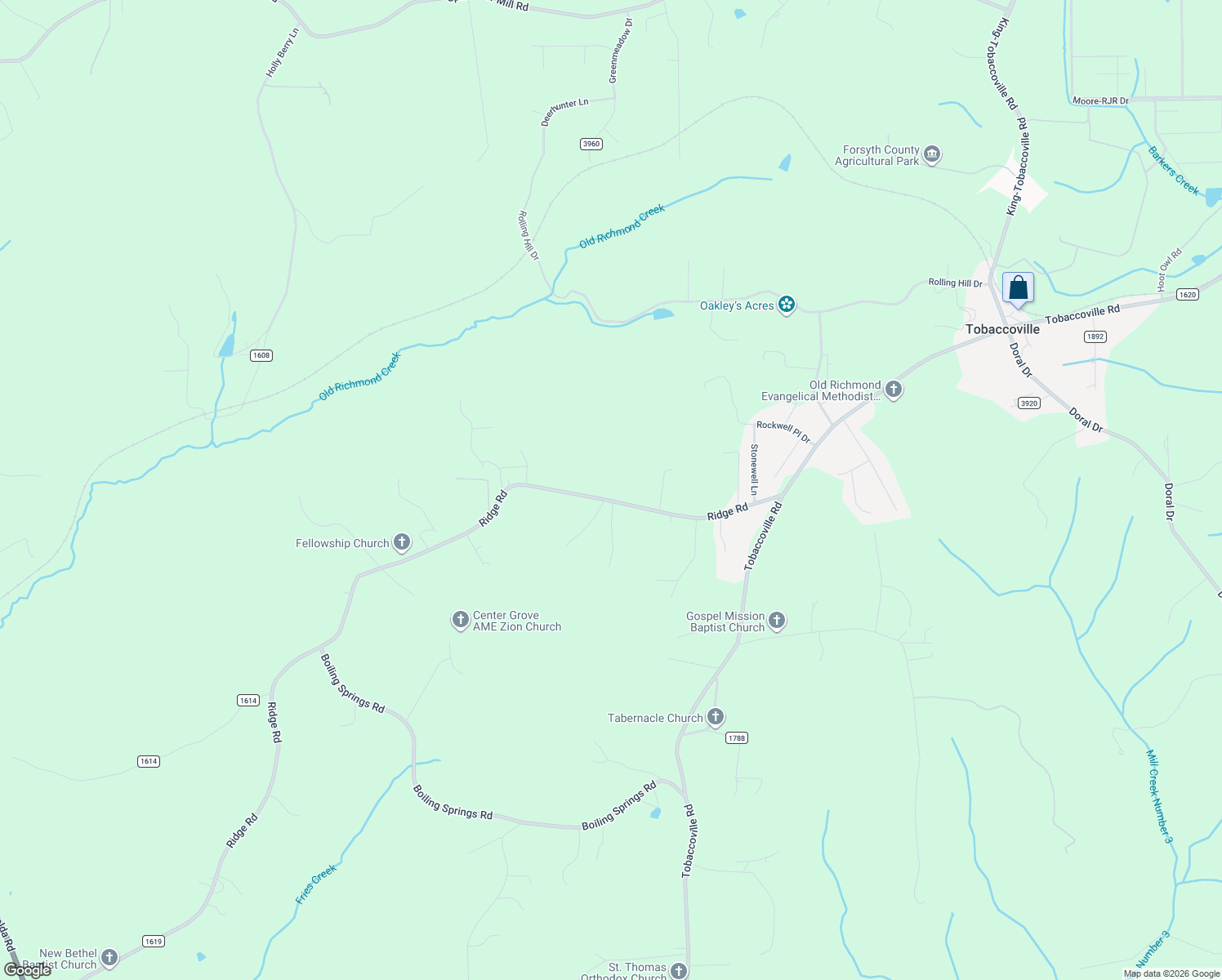 map of restaurants, bars, coffee shops, grocery stores, and more near 7995 Ridge Rd in Tobaccoville