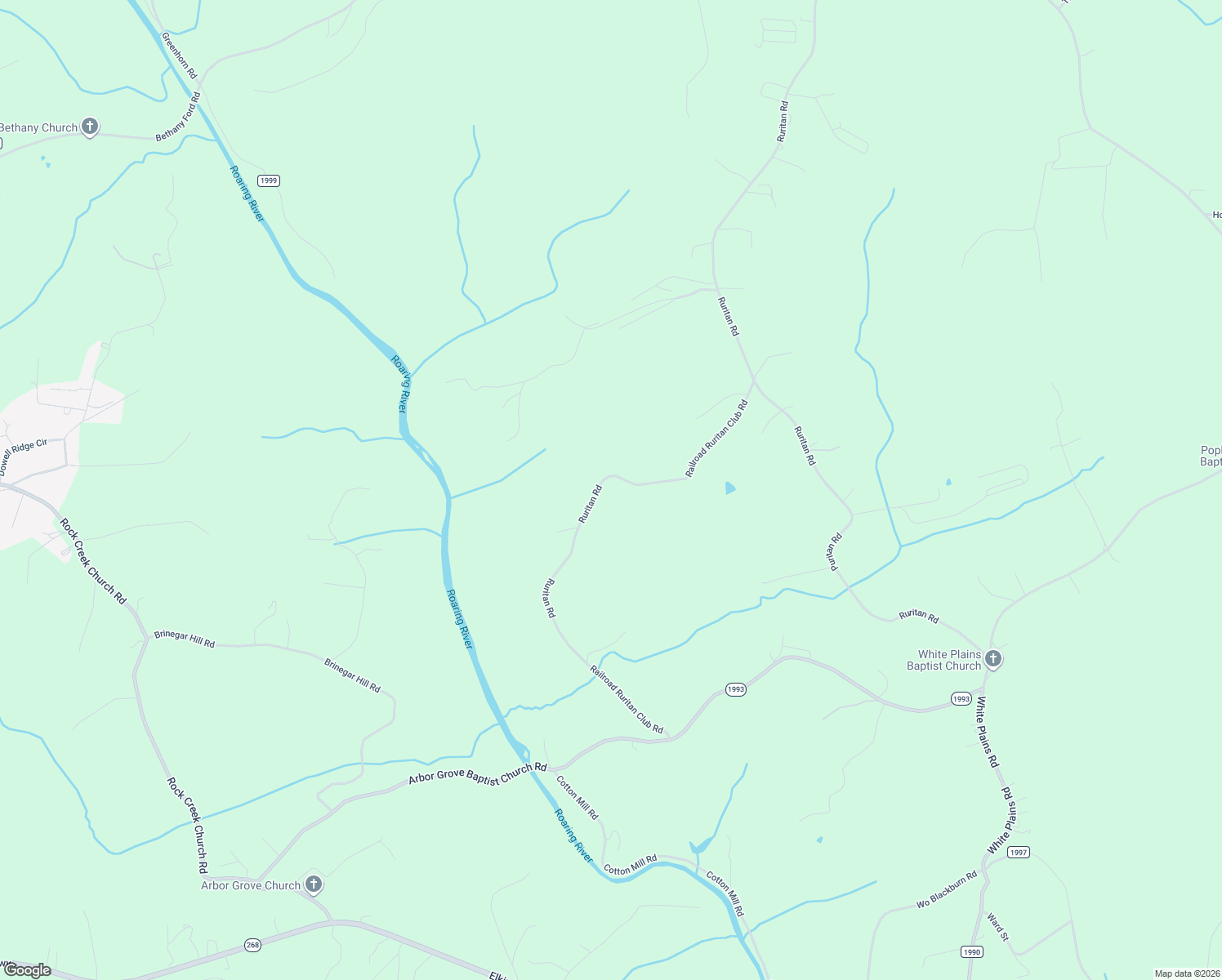 map of restaurants, bars, coffee shops, grocery stores, and more near 1045 RR Ruritan Club Road in Roaring River