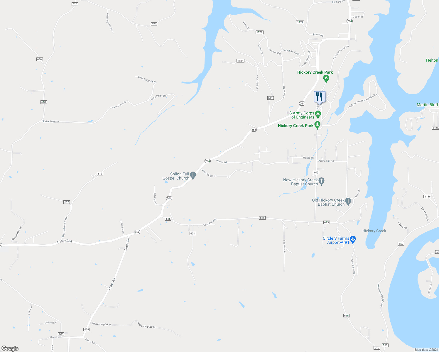 map of restaurants, bars, coffee shops, grocery stores, and more near 14927 Park Ridge Drive in Lowell